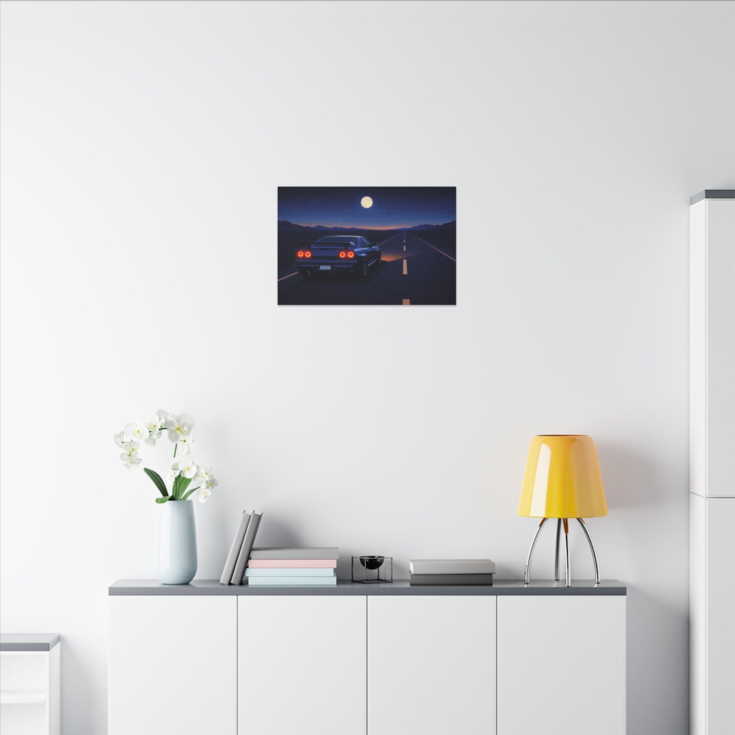 RetroGTR Blue Night Drive Wall Canvas | JDM Car Decor | Sports Car Poster | Garage Man Cave Bedroom Art 2 of 3