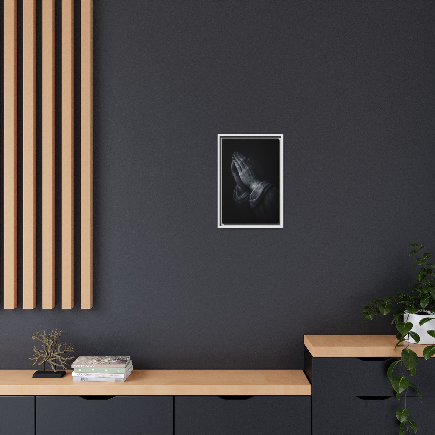 Praying Hands Art Print Canvas Framed | Religious Wall Decor, Matte Black 3 of 3