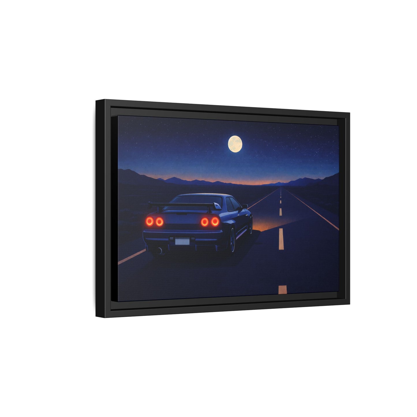 RetroGTR Blue Night Drive Wall Framed Canvas | JDM Car Decor | Sports Car Poster | Garage Man Cave Bedroom Art 2 of 3