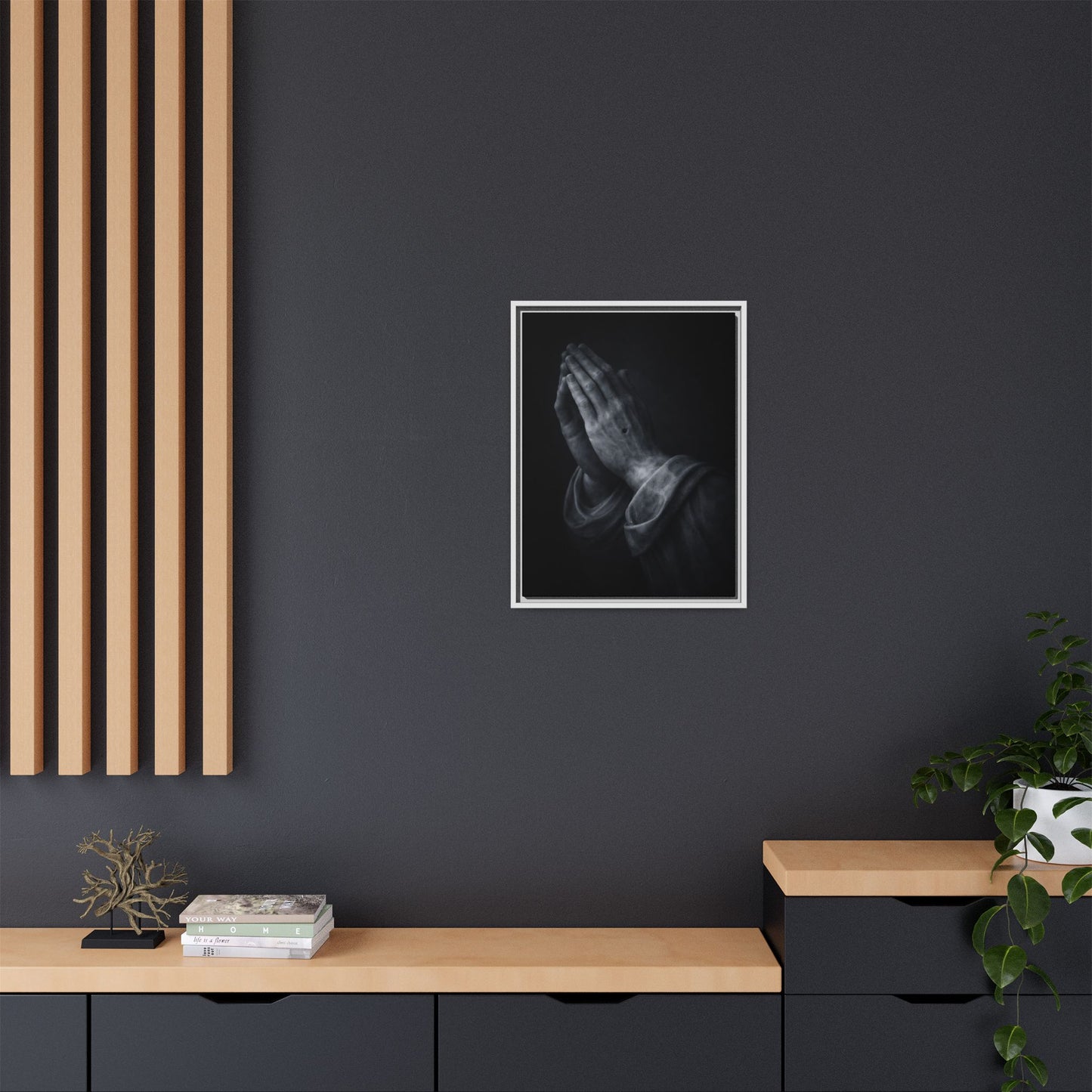 Praying Hands Art Print Canvas Framed | Religious Wall Decor, Matte Black 3 of 3