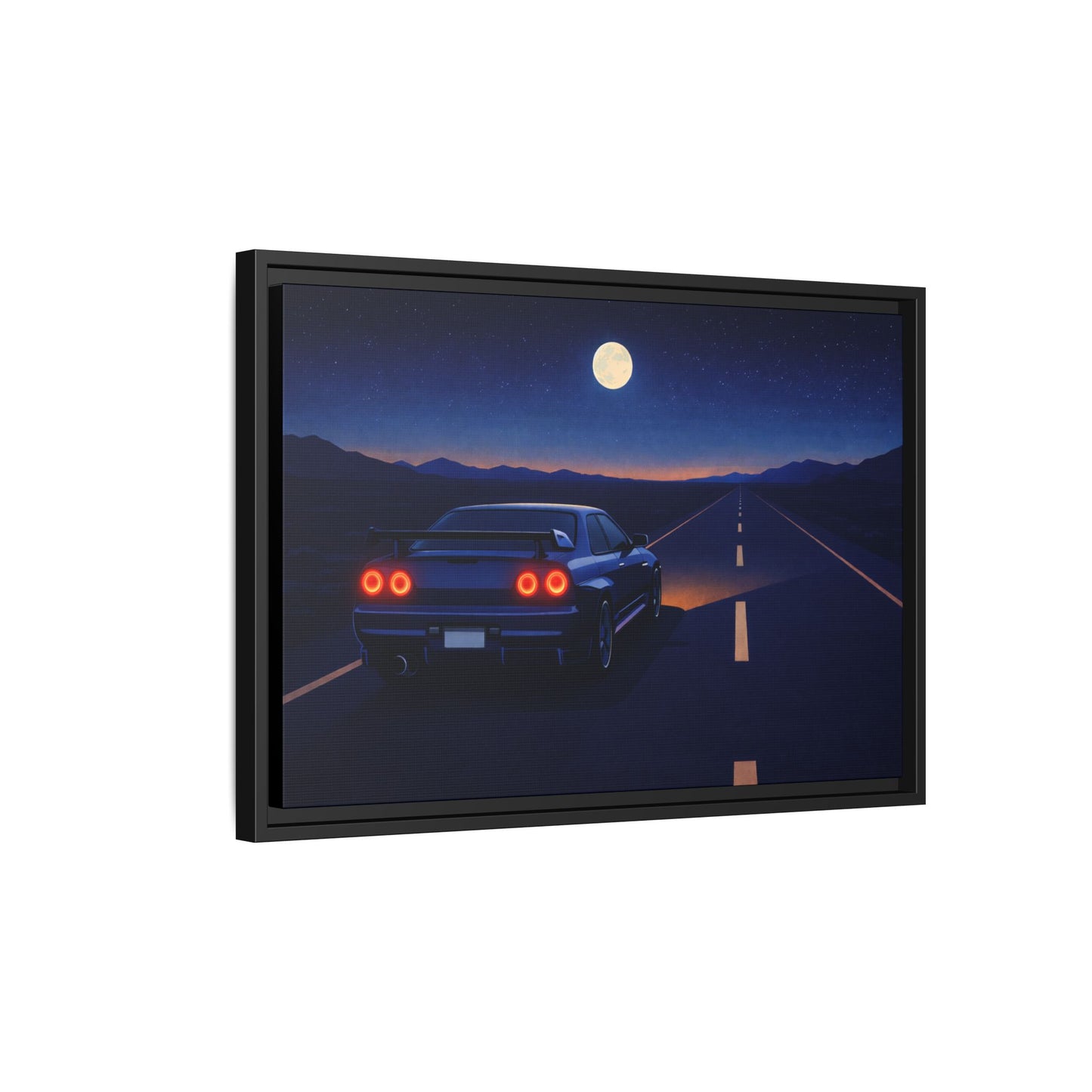 RetroGTR Blue Night Drive Wall Framed Canvas | JDM Car Decor | Sports Car Poster | Garage Man Cave Bedroom Art 2 of 3