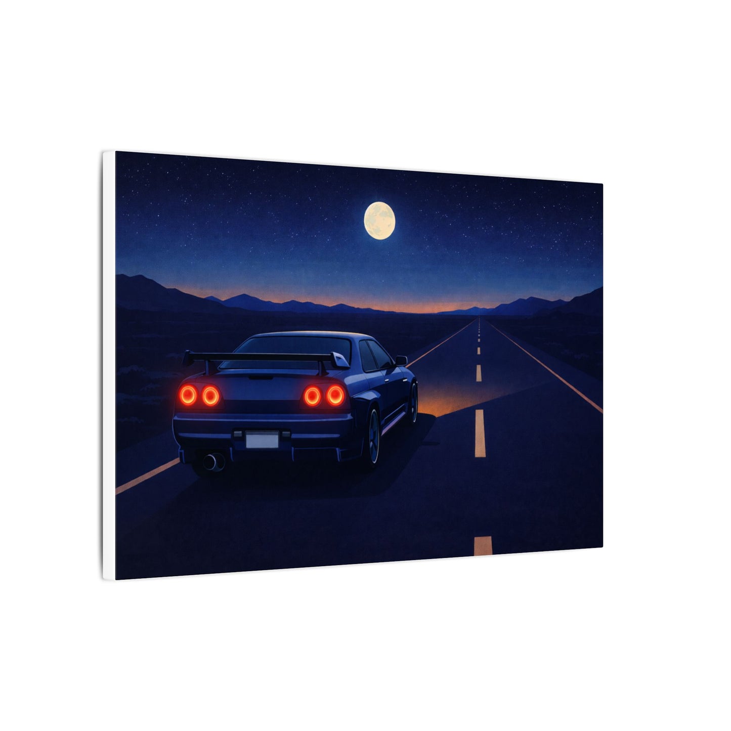 RetroGTR Blue Night Drive Wall Canvas | JDM Car Decor | Sports Car Poster | Garage Man Cave Bedroom Art 2 of 3