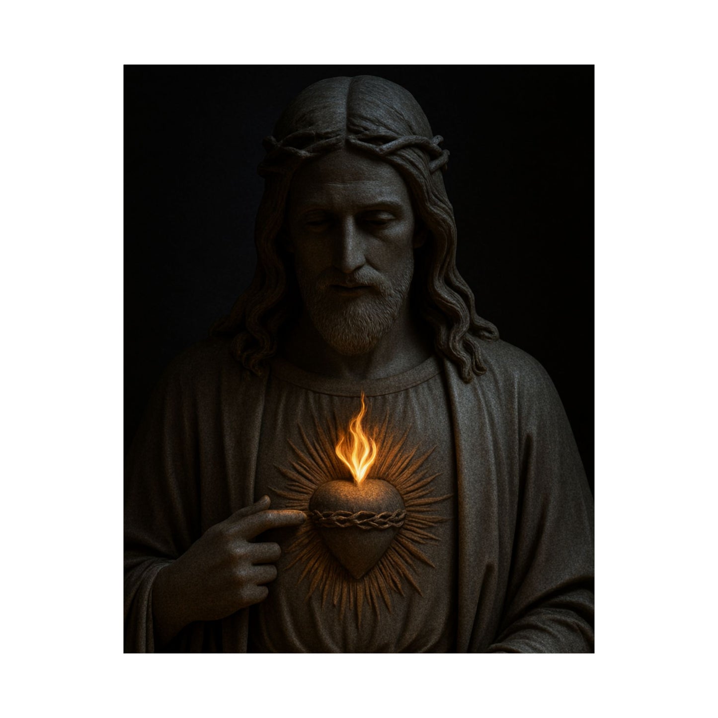 Sacred Heart of Jesus Poster | Christian Home Decor | Religious Art Print | Dark Moody Catholic Art | Faith Based Decor 1of3