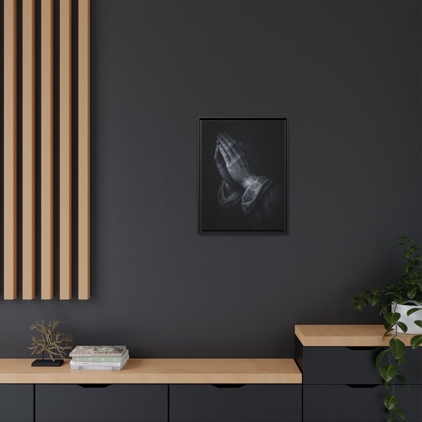 Praying Hands Art Print Canvas Framed | Religious Wall Decor, Matte Black 3 of 3