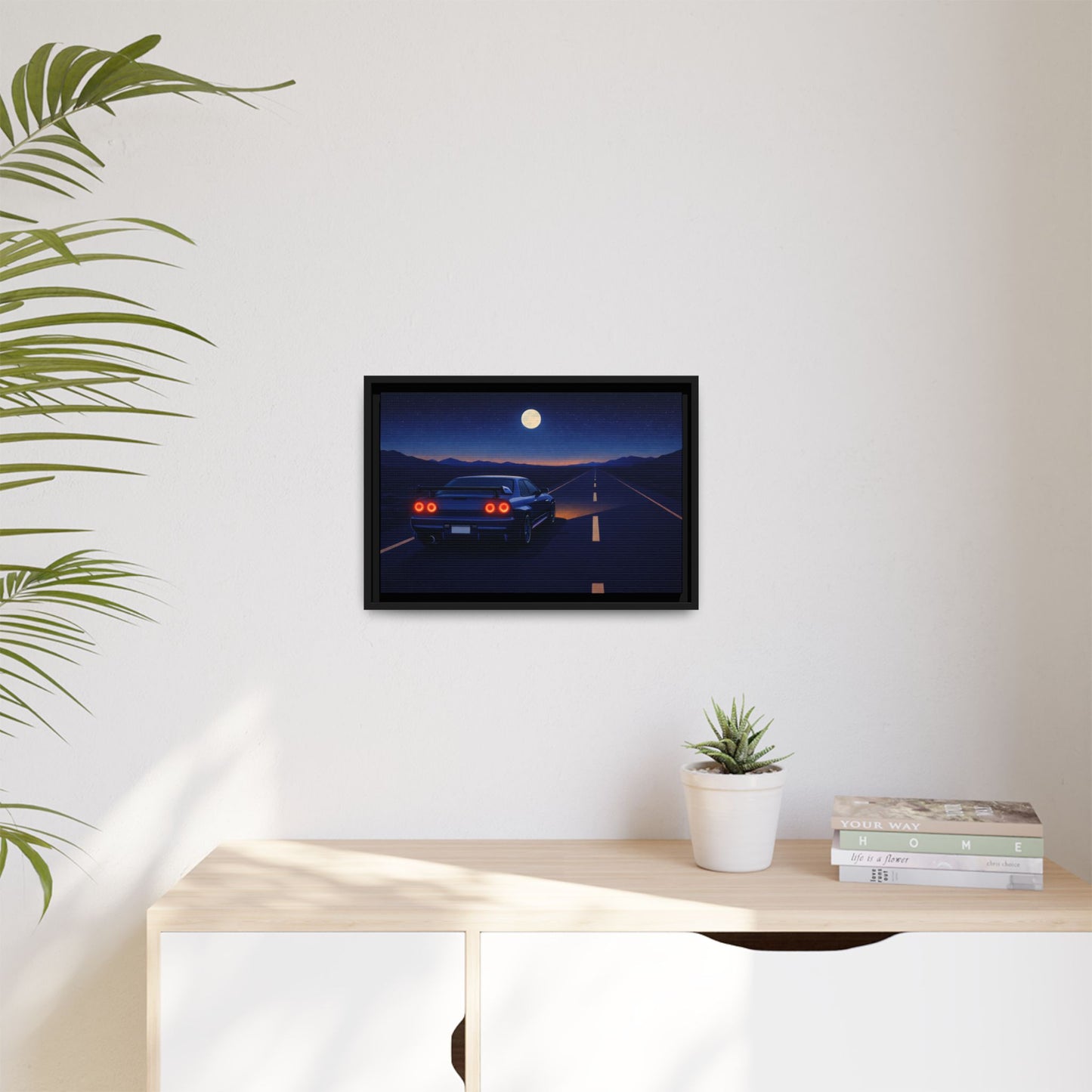 2 of 3 Sky Night GtrDrive Matte Canvas Framed | Sports Car Moonlight Wall Art