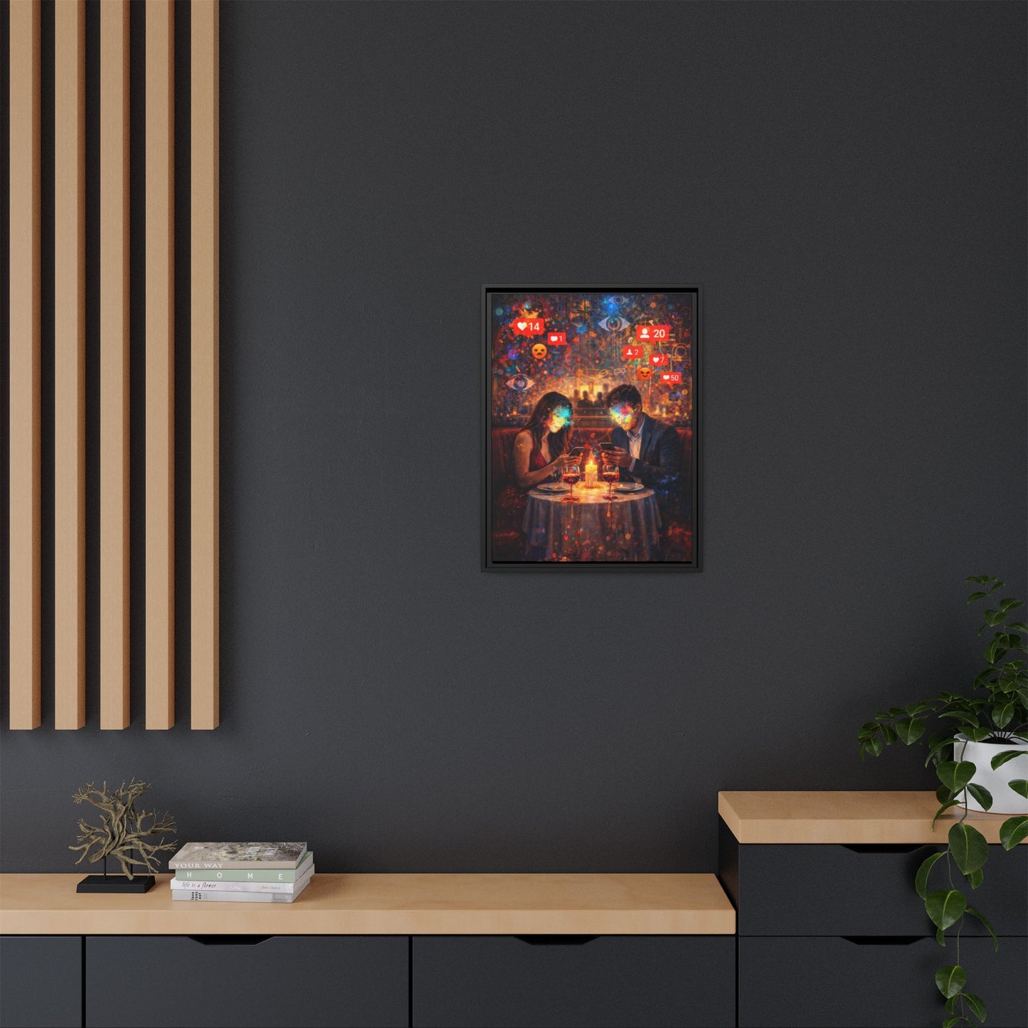 2 of 3 Digital Date Night Canvas Framed | Matte Wall Art