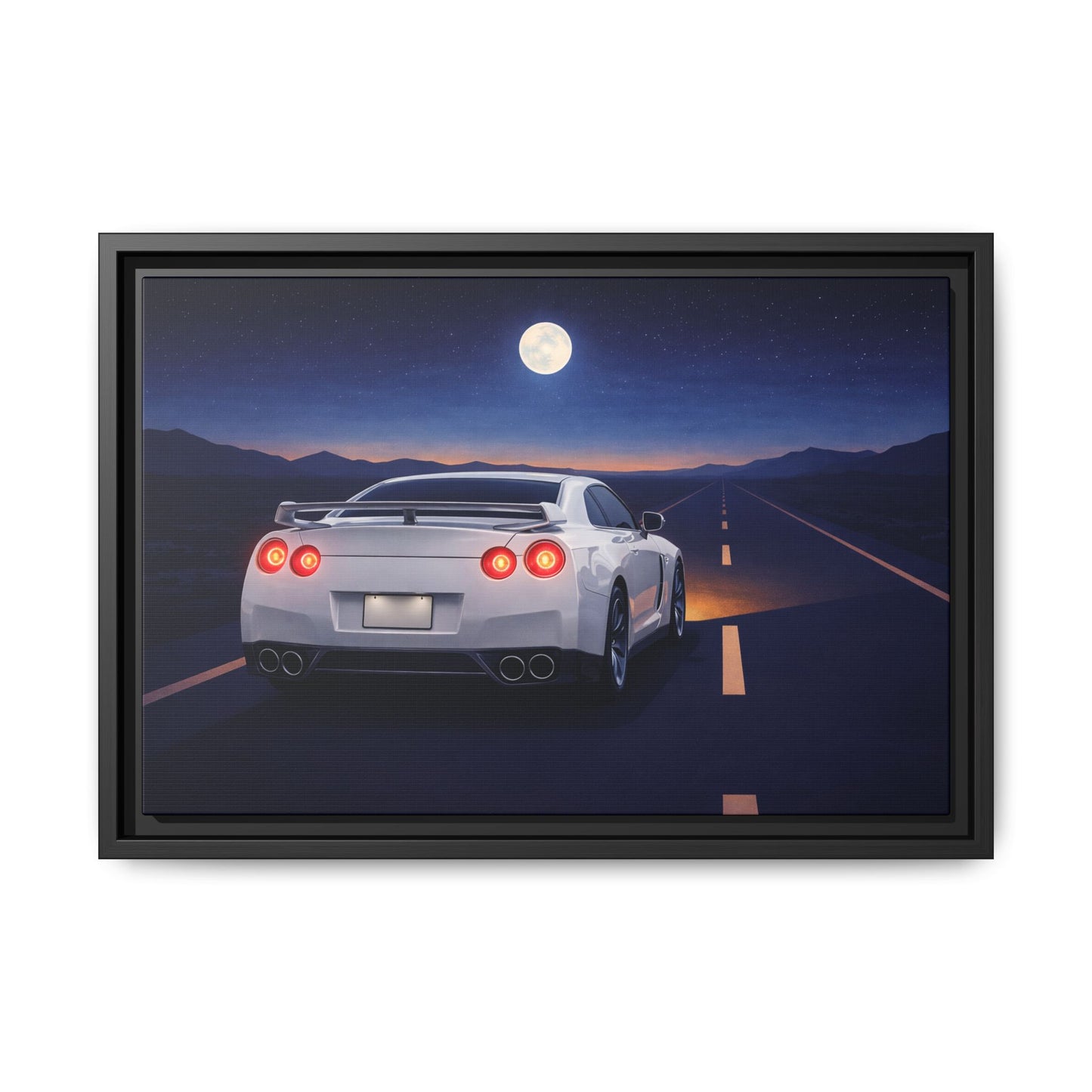 RetroGTR White Night Drive Wall Framed Canvas | JDM Car Decor | Sports Car Poster | Garage Man Cave Bedroom Art 3 of 3