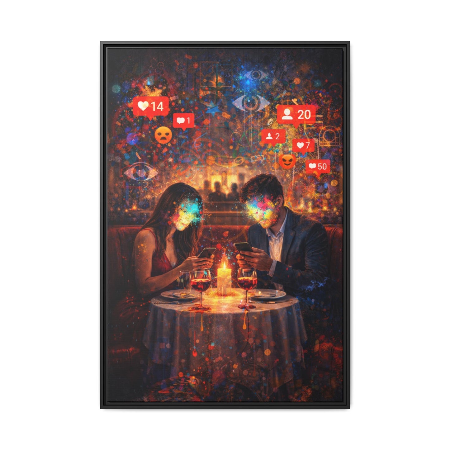 2 of 3 Digital Date Night Canvas Framed | Matte Wall Art