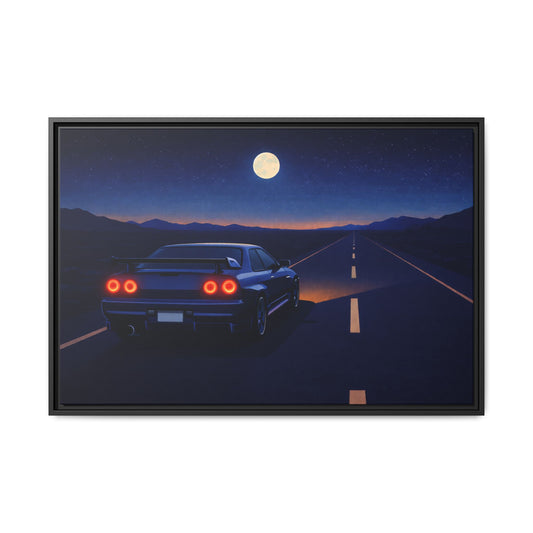 RetroGTR Blue Night Drive Wall Framed Canvas | JDM Car Decor | Sports Car Poster | Garage Man Cave Bedroom Art 2 of 3