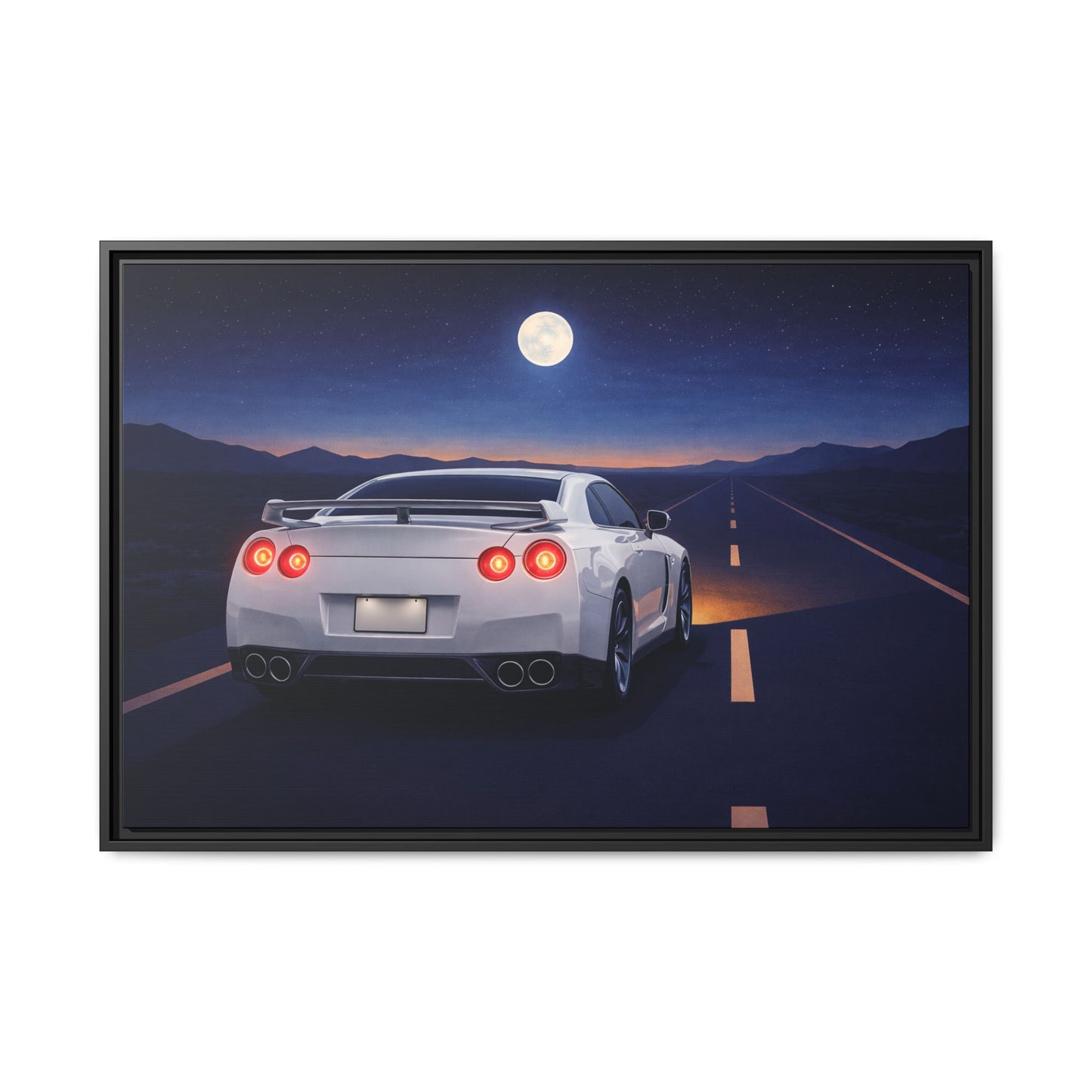 RetroGTR White Night Drive Wall Framed Canvas | JDM Car Decor | Sports Car Poster | Garage Man Cave Bedroom Art 3 of 3