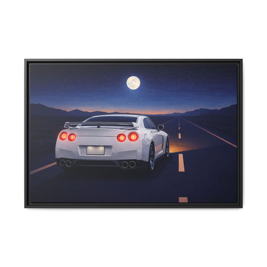 RetroGTR White Night Drive Wall Framed Canvas | JDM Car Decor | Sports Car Poster | Garage Man Cave Bedroom Art 3 of 3