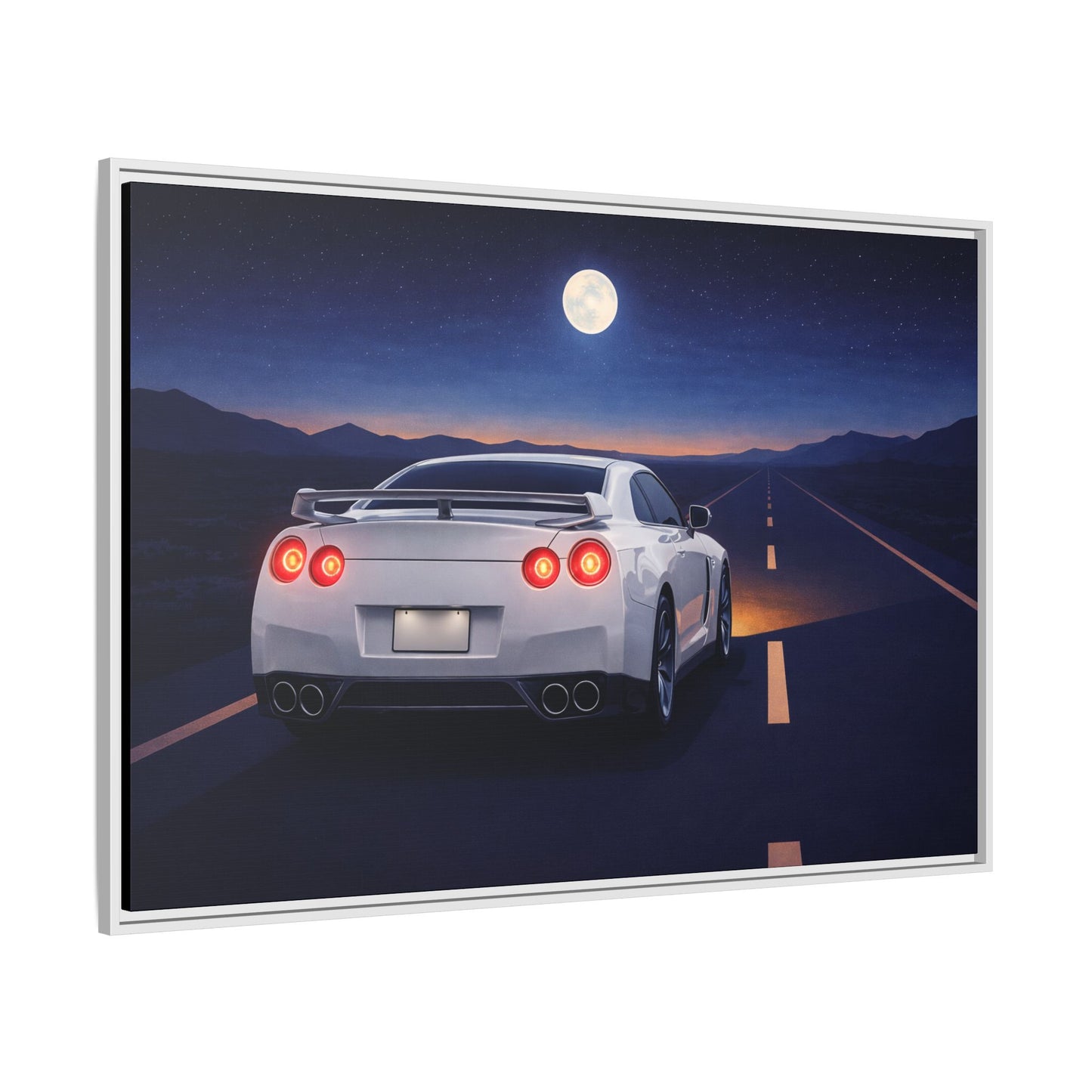 RetroGTR White Night Drive Wall Framed Canvas | JDM Car Decor | Sports Car Poster | Garage Man Cave Bedroom Art 3 of 3