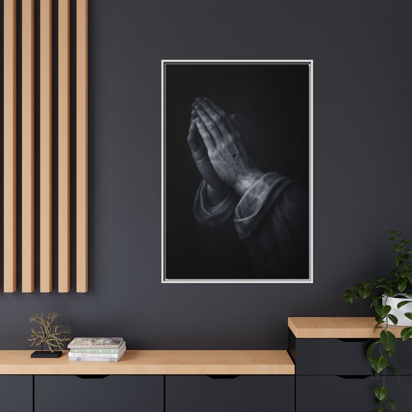 Praying Hands Art Print Canvas Framed | Religious Wall Decor, Matte Black 3 of 3