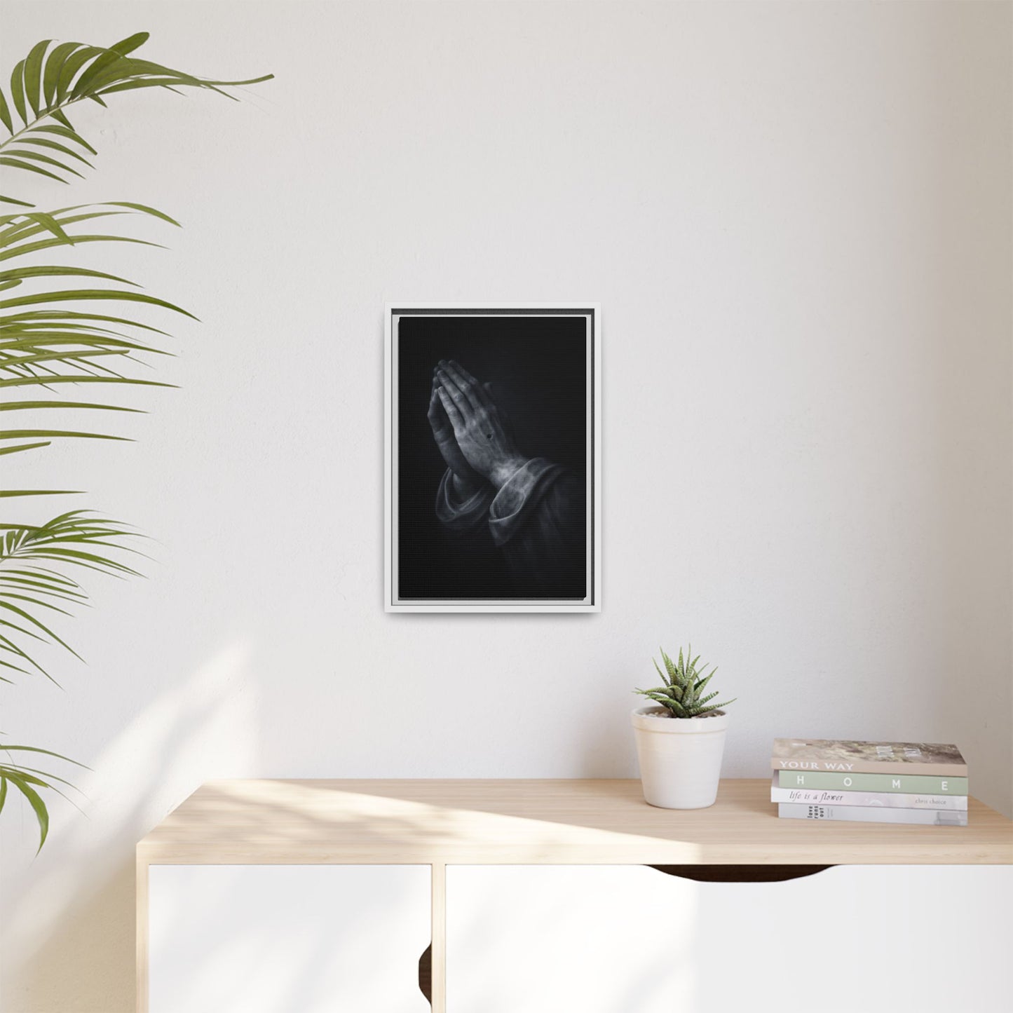 Praying Hands Art Print Canvas Framed | Religious Wall Decor, Matte Black 3 of 3