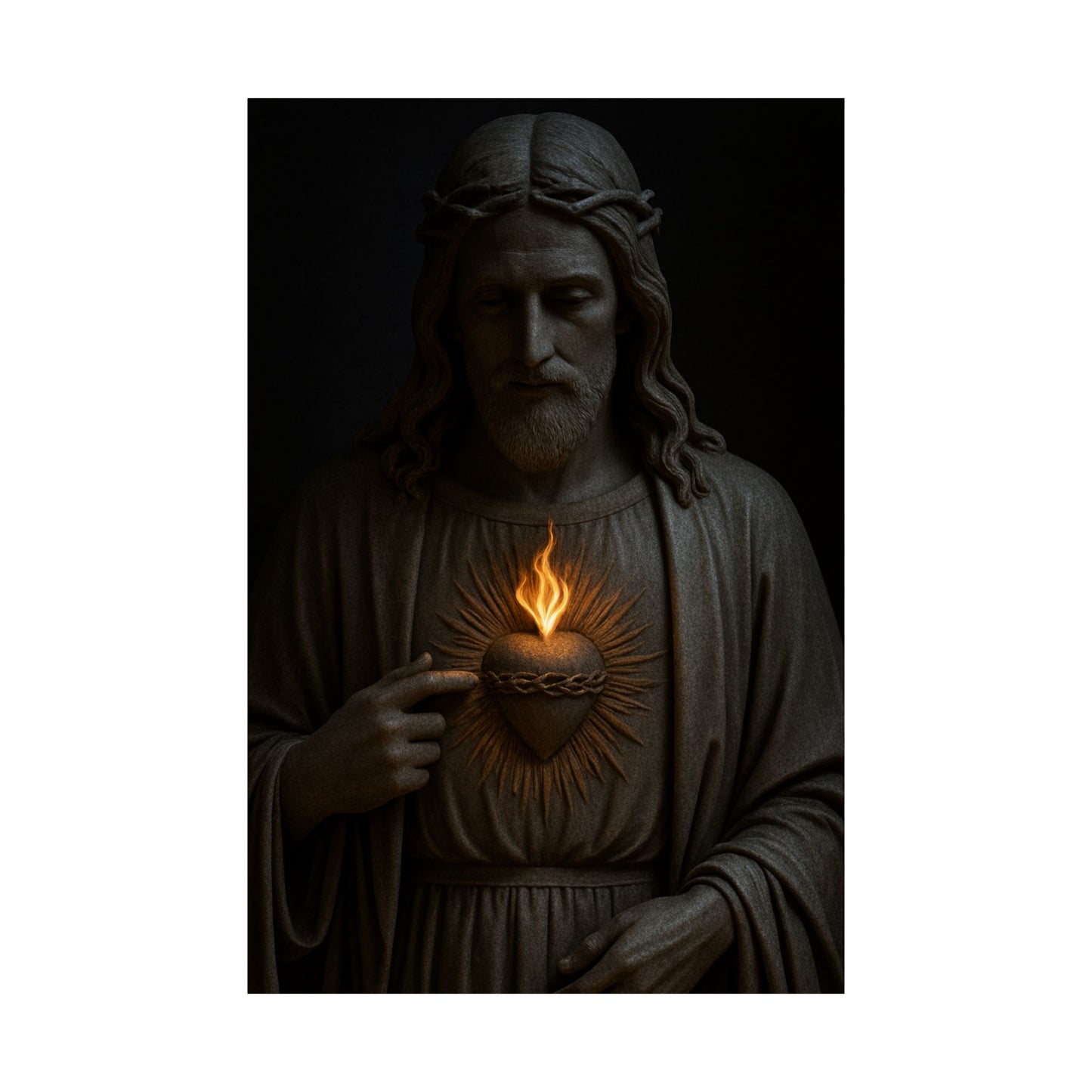 Sacred Heart of Jesus Poster | Christian Home Decor | Religious Art Print | Dark Moody Catholic Art | Faith Based Decor 1of3