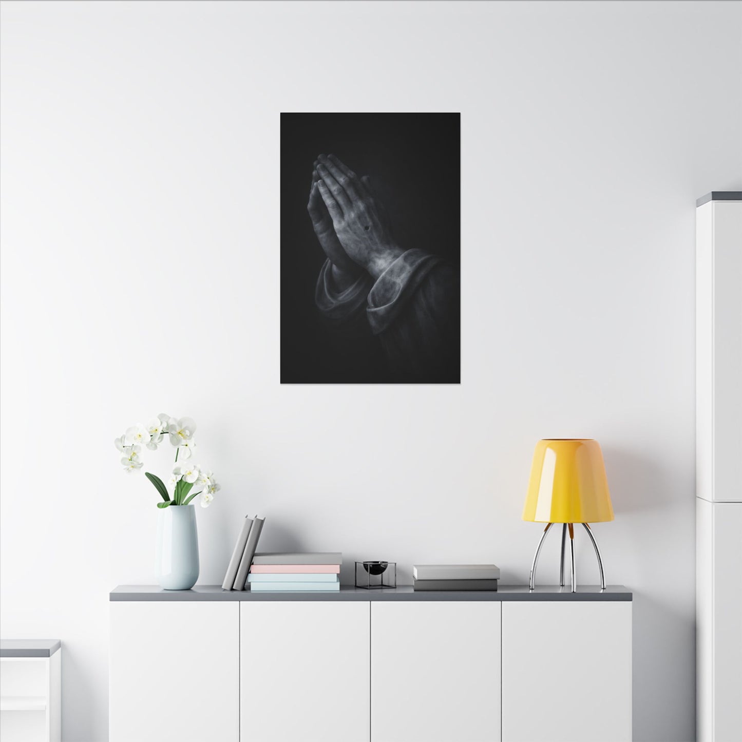 Praying Hands  Canvas | Christian Home Decor | Religious Art Print | Dark Moody Faith Art | Spiritual Gift Decor 3of3