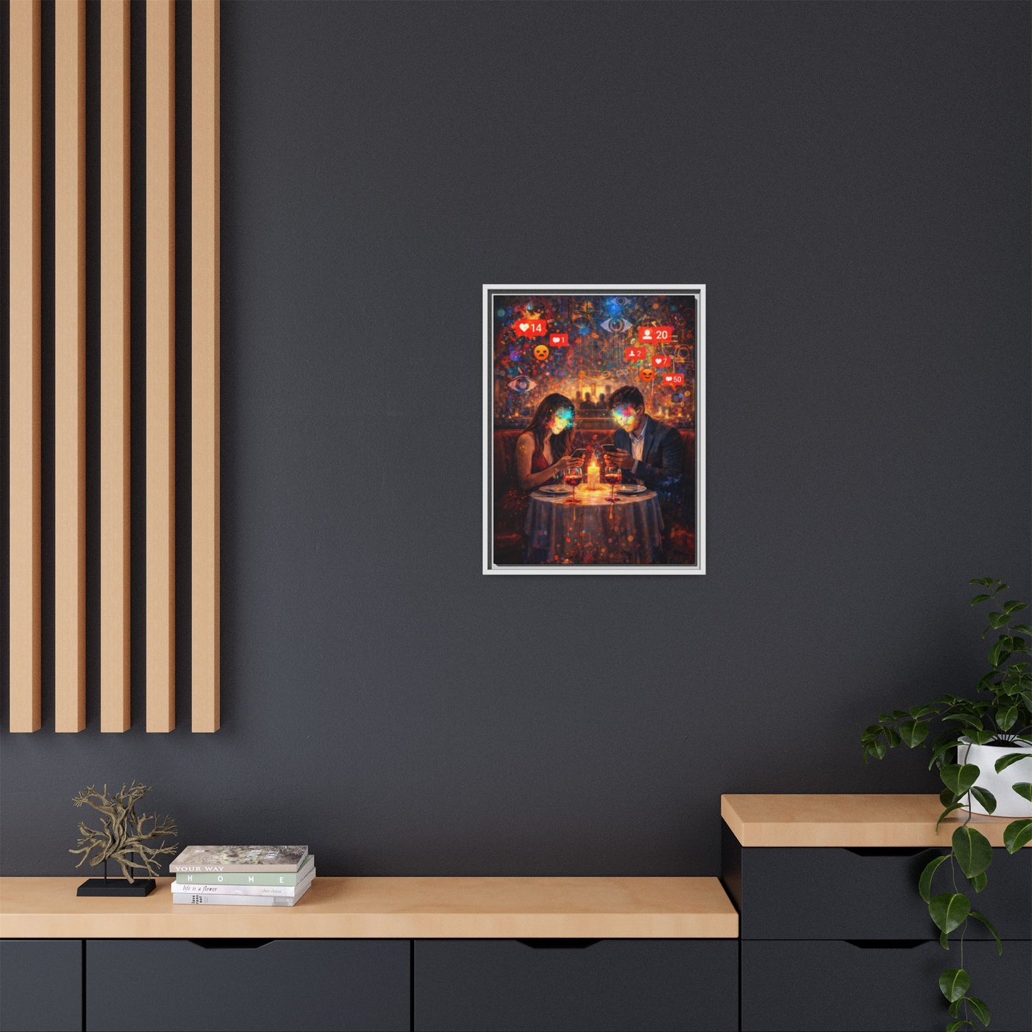 2 of 3 Digital Date Night Canvas Framed | Matte Wall Art