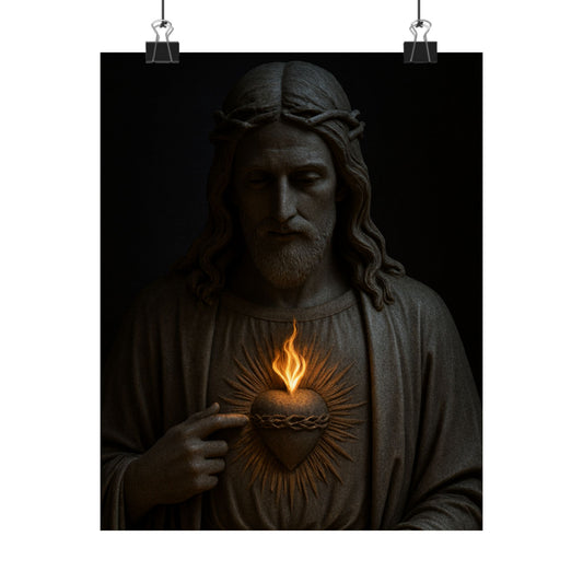 Sacred Heart of Jesus Poster | Christian Home Decor | Religious Art Print | Dark Moody Catholic Art | Faith Based Decor 1of3