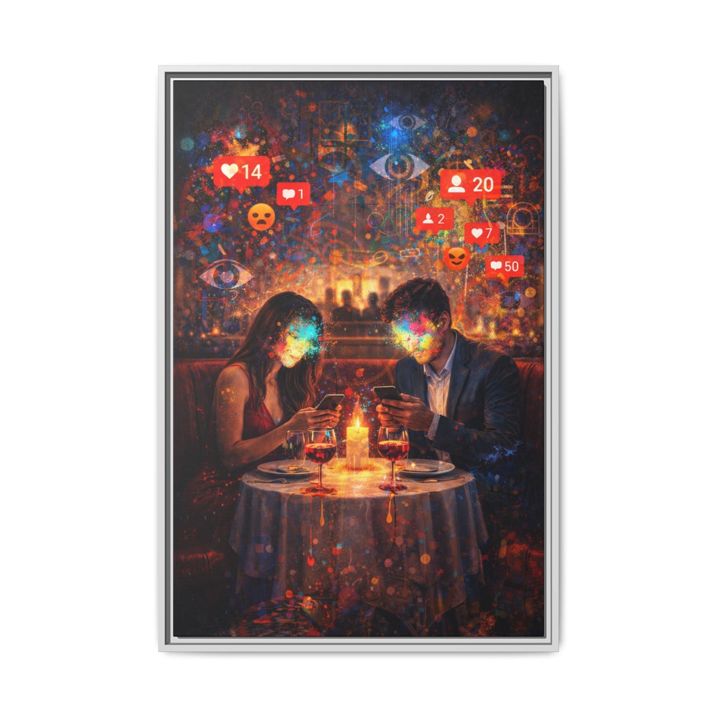 2 of 3 Digital Date Night Canvas Framed | Matte Wall Art