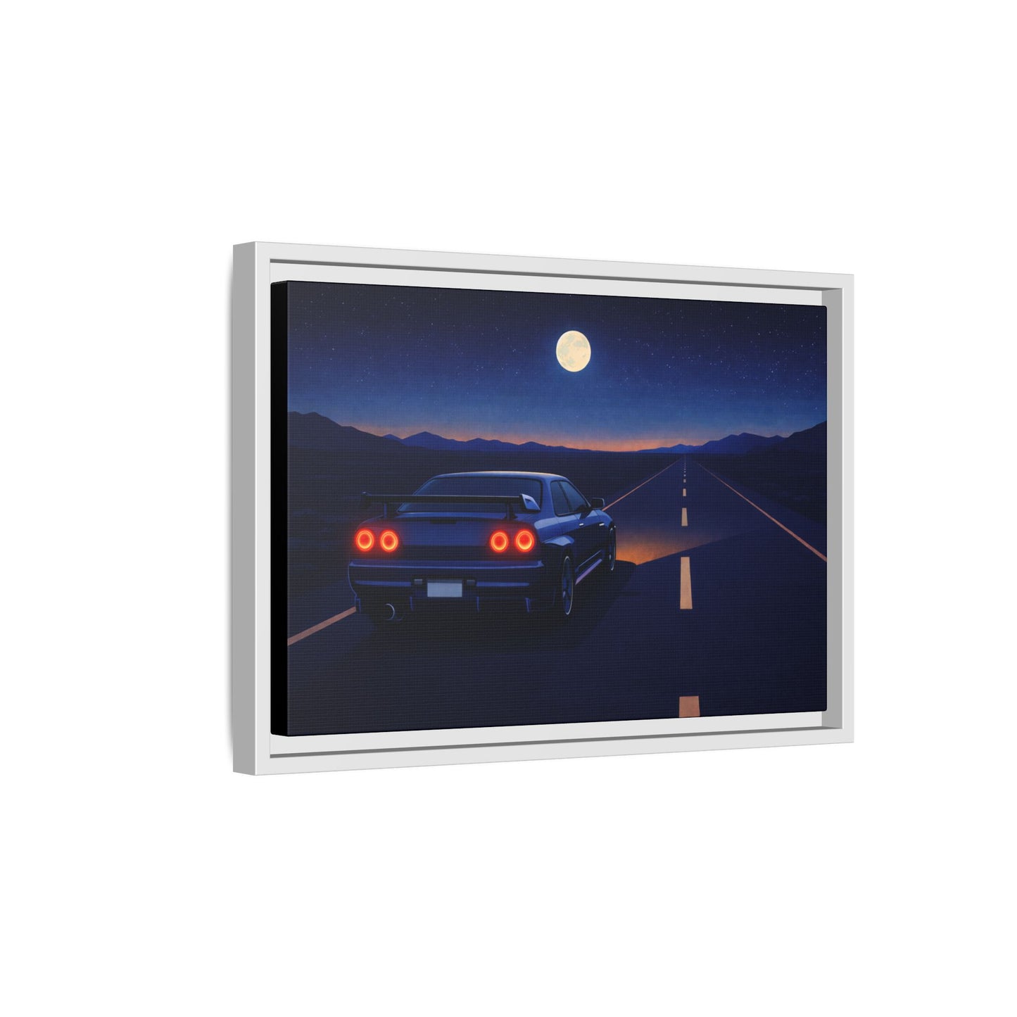 RetroGTR Blue Night Drive Wall Framed Canvas | JDM Car Decor | Sports Car Poster | Garage Man Cave Bedroom Art 2 of 3