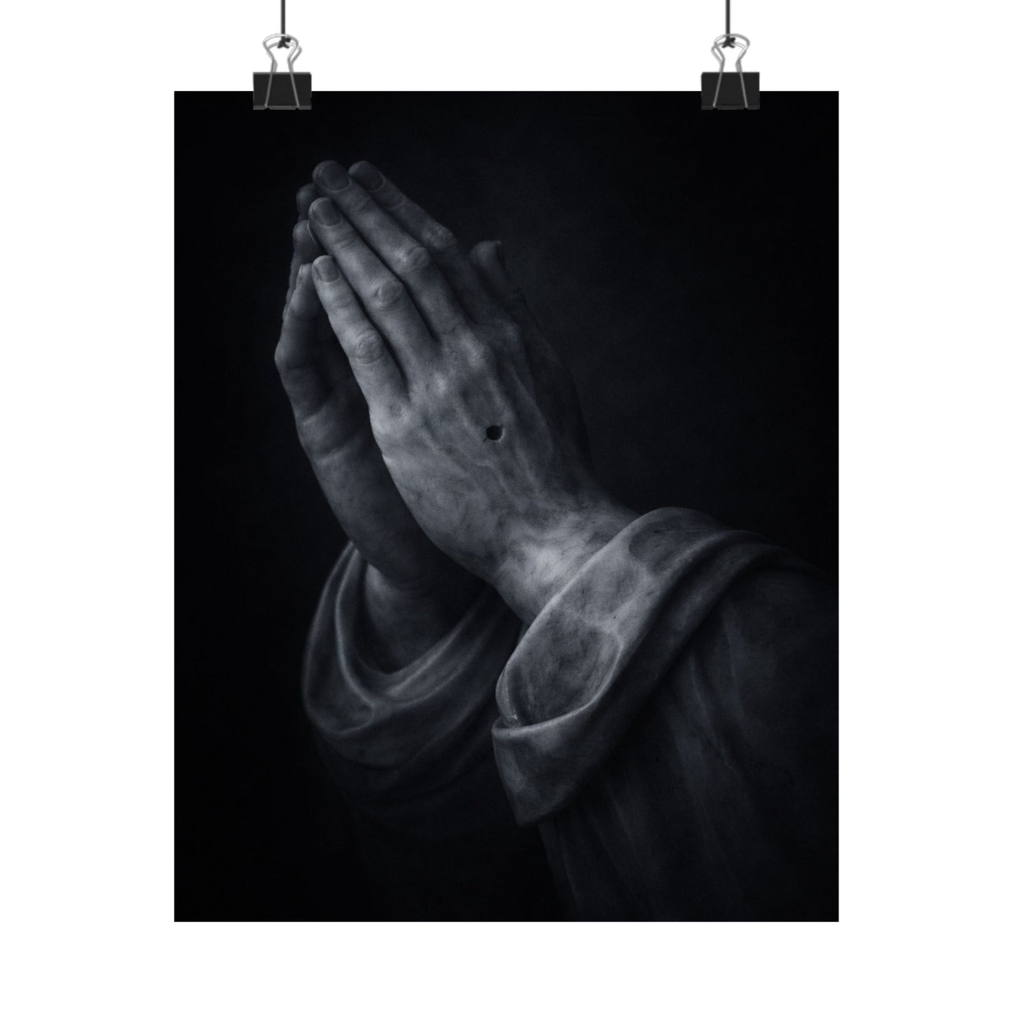 Praying Hands Poster | Christian Home Decor | Religious Art Print | Dark Moody Faith Art | Spiritual Gift Decor 3of3