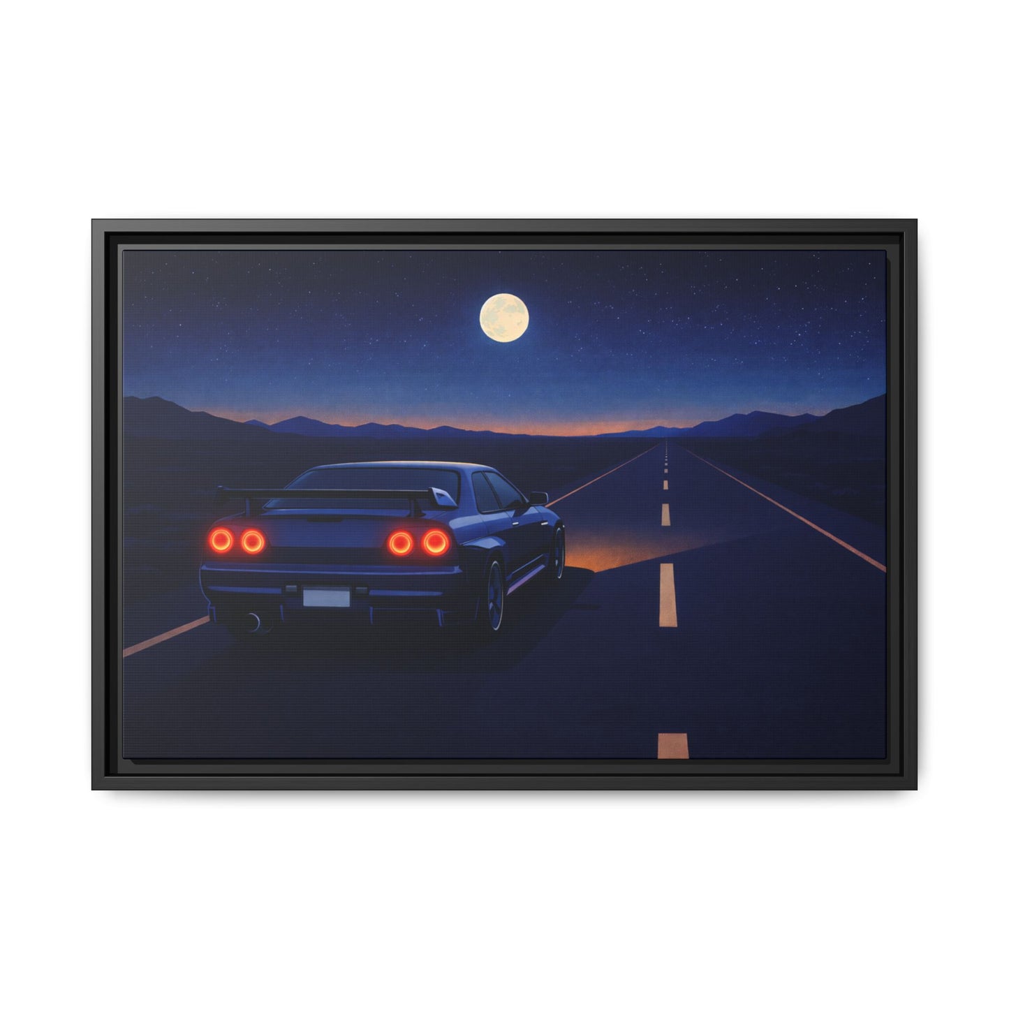 RetroGTR Blue Night Drive Wall Framed Canvas | JDM Car Decor | Sports Car Poster | Garage Man Cave Bedroom Art 2 of 3