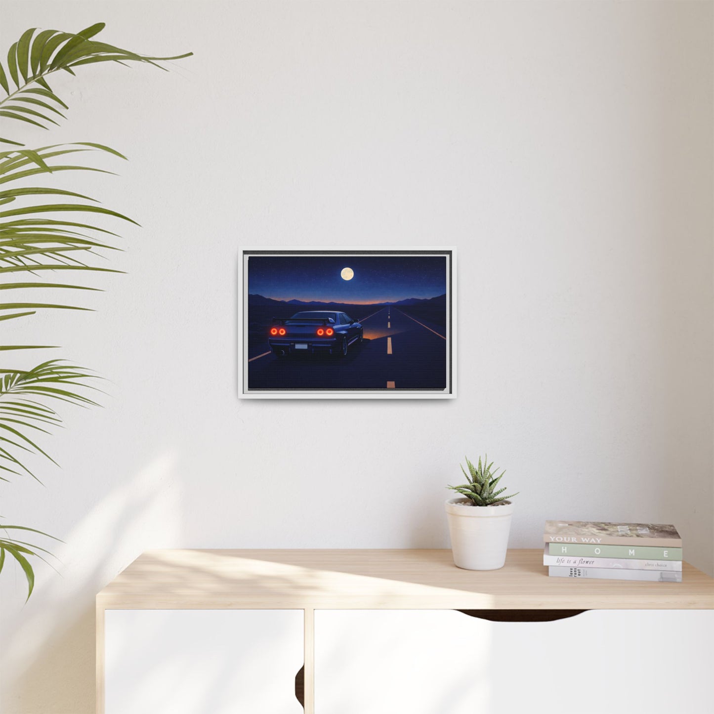 2 of 3 Sky Night GtrDrive Matte Canvas Framed | Sports Car Moonlight Wall Art
