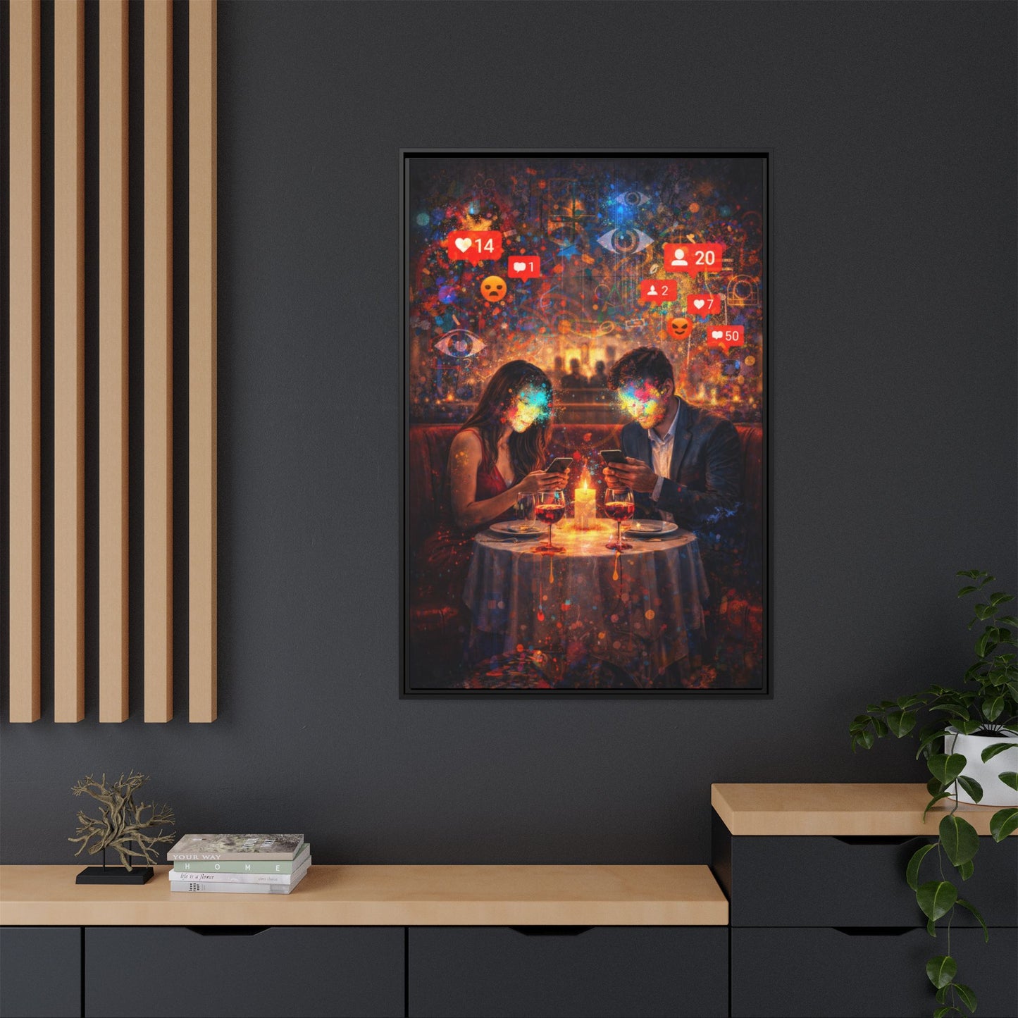 2 of 3 Digital Date Night Canvas Framed | Matte Wall Art