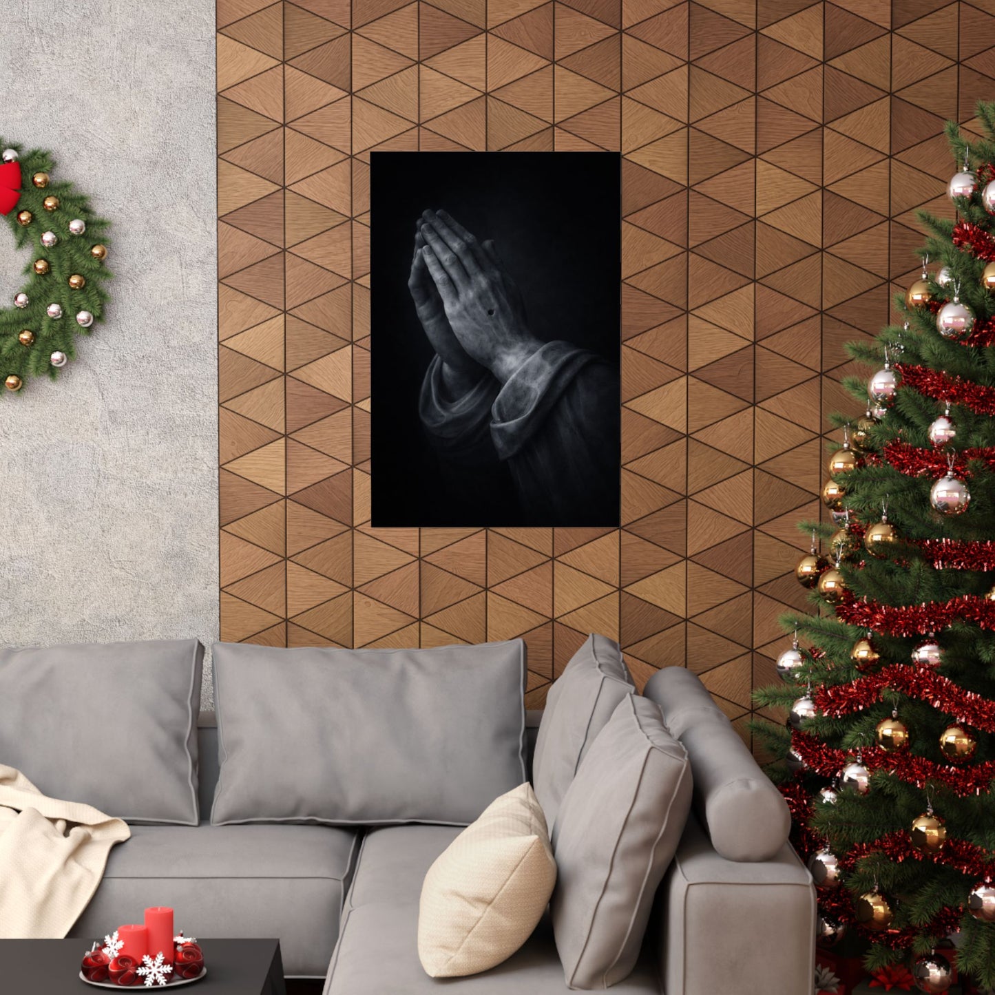 Praying Hands Poster | Christian Home Decor | Religious Art Print | Dark Moody Faith Art | Spiritual Gift Decor 3of3
