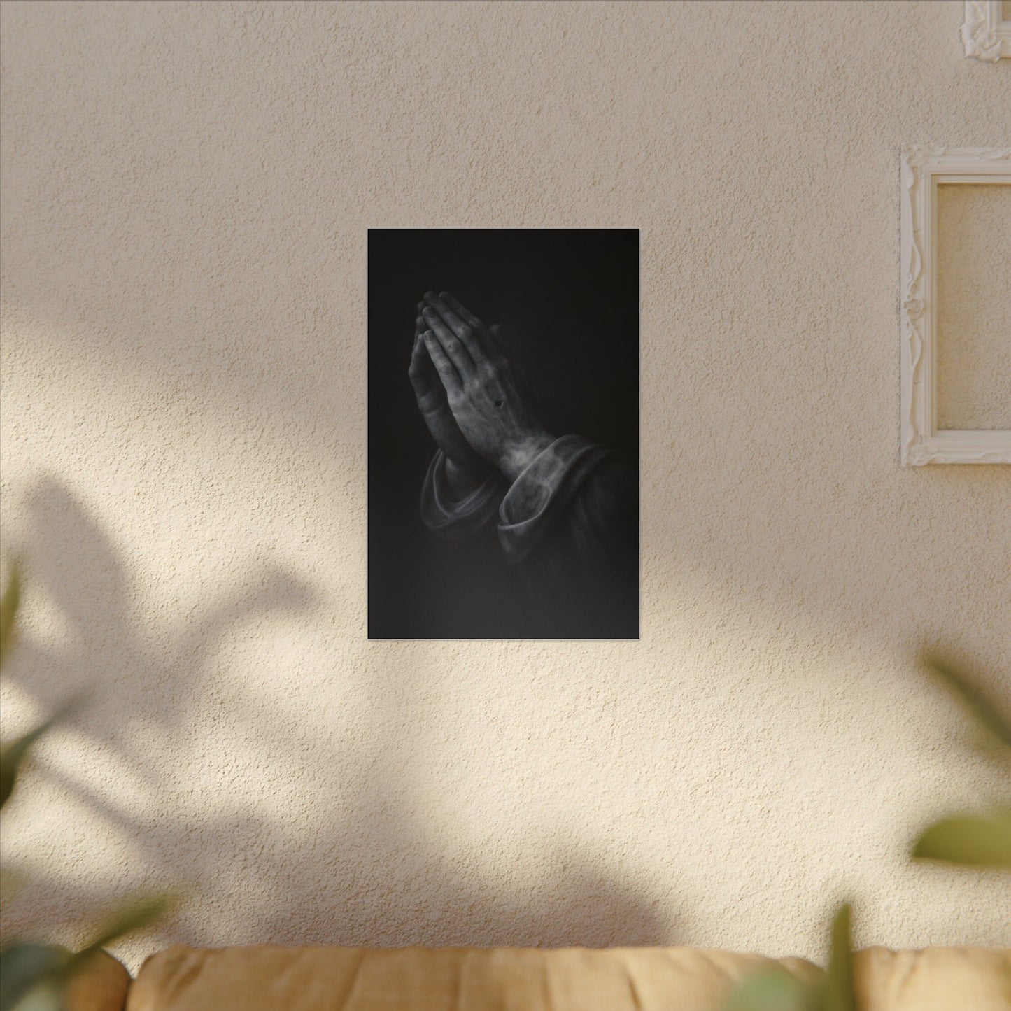 Praying Hands  Canvas | Christian Home Decor | Religious Art Print | Dark Moody Faith Art | Spiritual Gift Decor 3of3