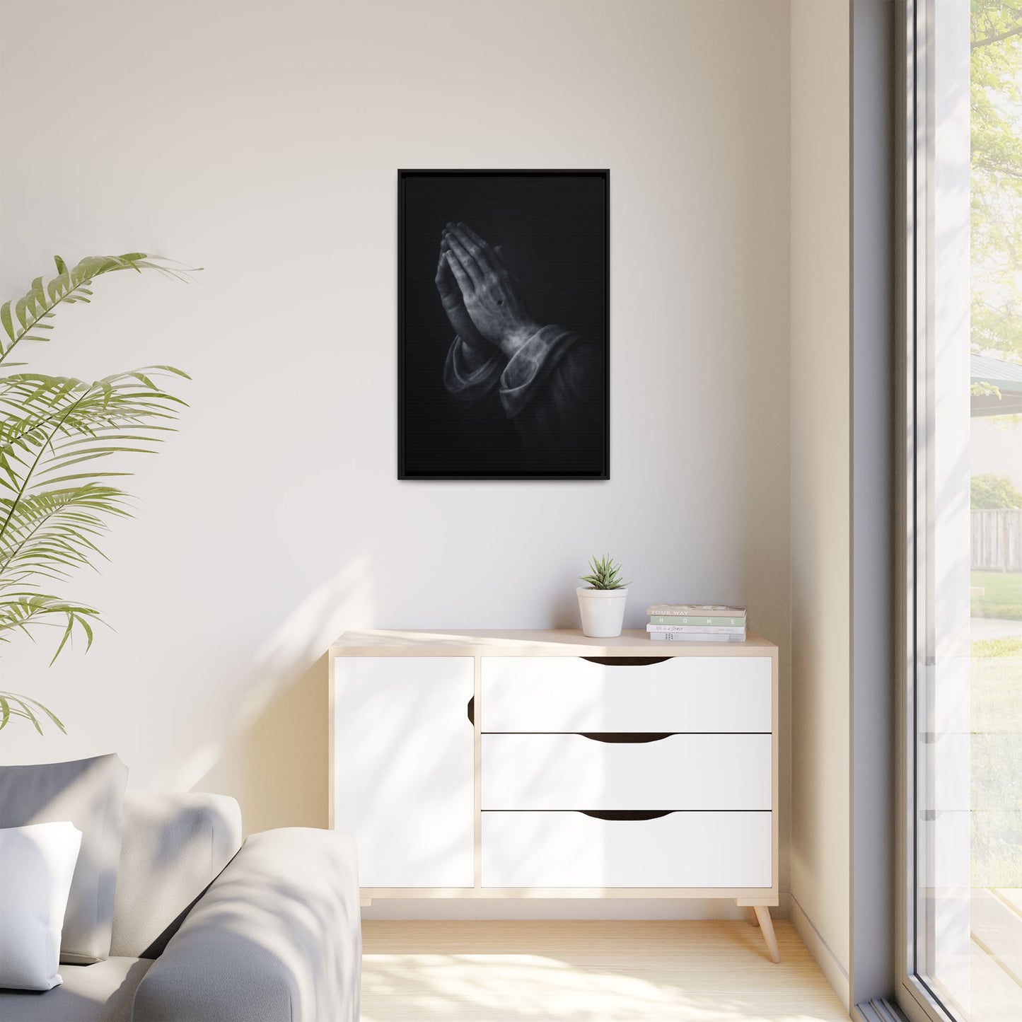 Praying Hands Art Print Canvas Framed | Religious Wall Decor, Matte Black 3 of 3