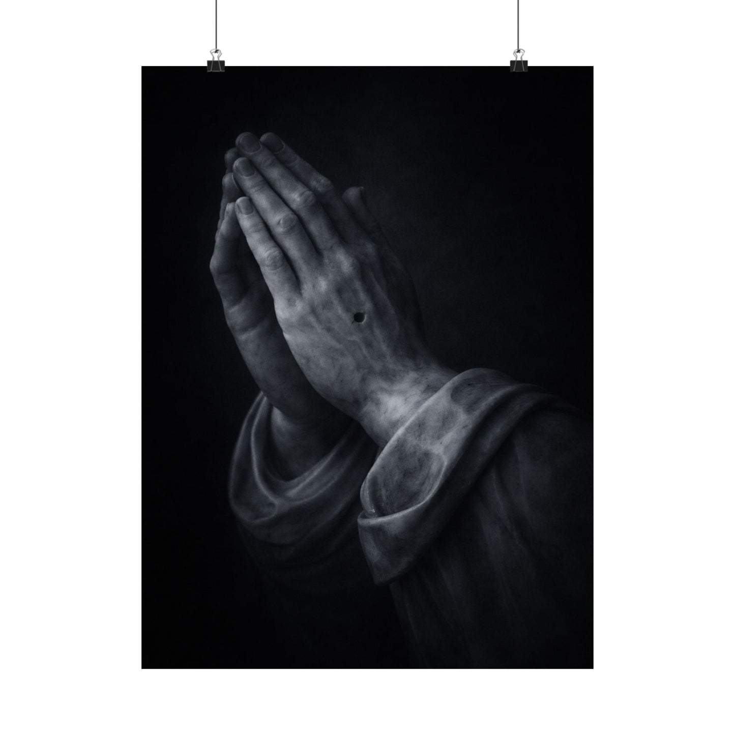 Praying Hands Poster | Christian Home Decor | Religious Art Print | Dark Moody Faith Art | Spiritual Gift Decor 3of3