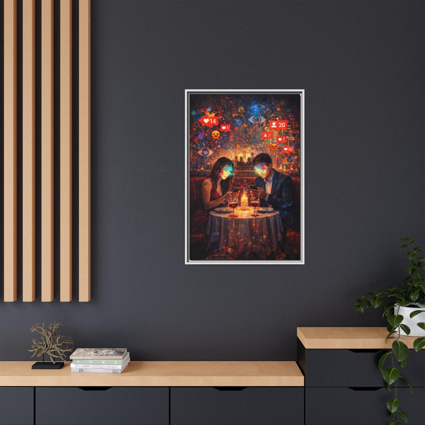 2 of 3 Digital Date Night Canvas Framed | Matte Wall Art
