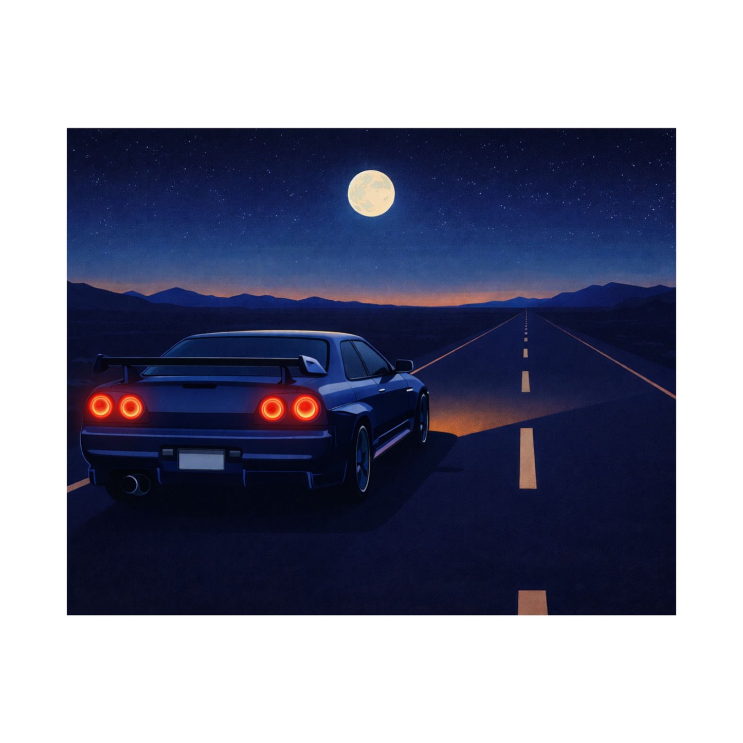 RetroGTR Blue Night Drive Wall Poster | JDM Car Decor | Sports Car Poster | Garage Man Cave Bedroom Art  2 of 3