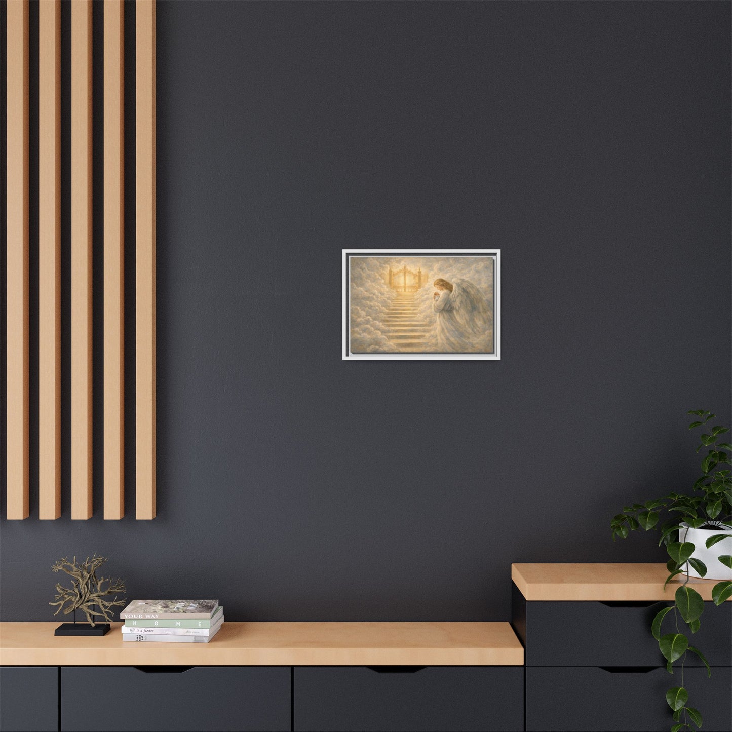 Escorted to Heaven | Guardian Angel Carrying Child Through the Gates Matte Canvas Framed 2 of 3