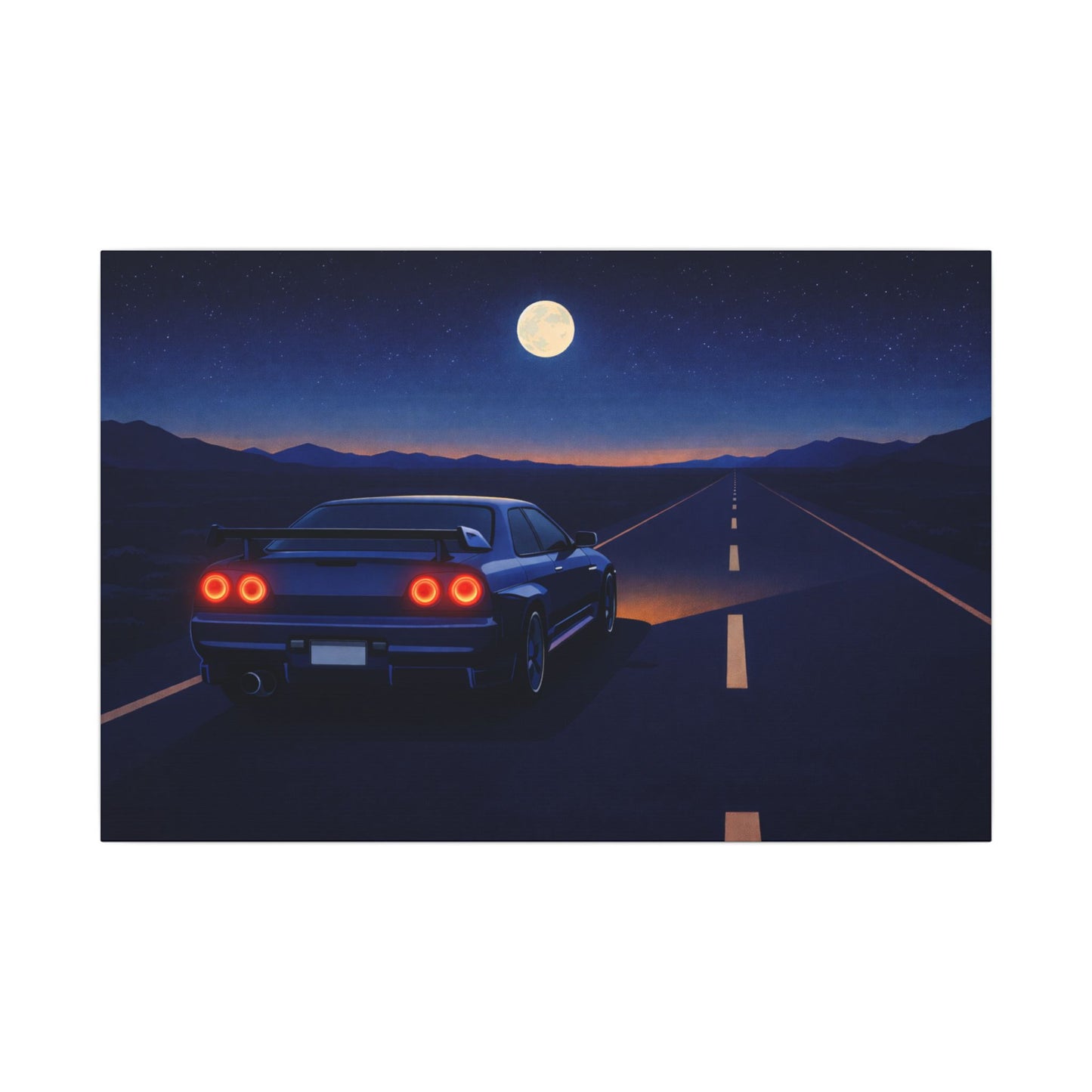 RetroGTR Blue Night Drive Wall Canvas | JDM Car Decor | Sports Car Poster | Garage Man Cave Bedroom Art 2 of 3