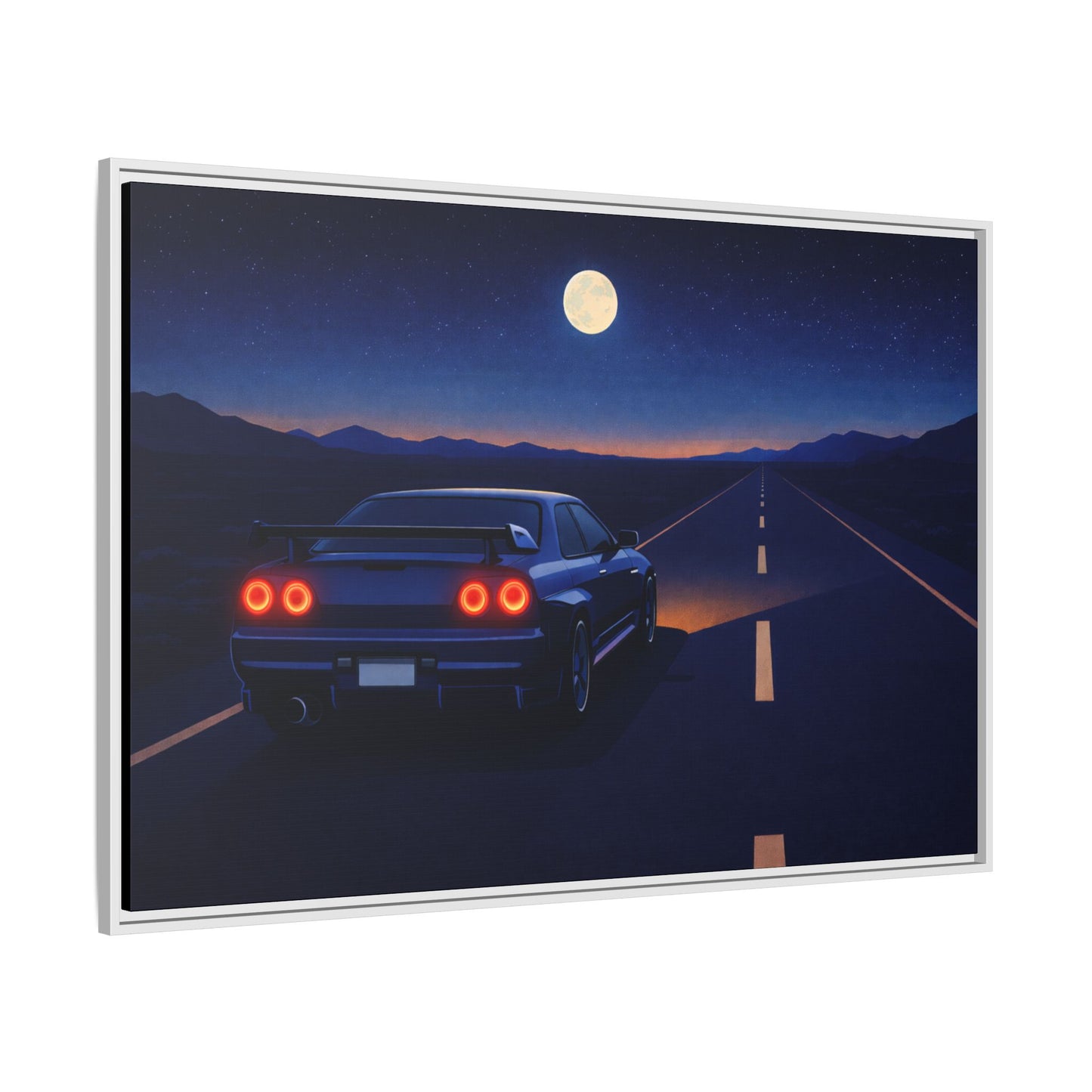 RetroGTR Blue Night Drive Wall Framed Canvas | JDM Car Decor | Sports Car Poster | Garage Man Cave Bedroom Art 2 of 3