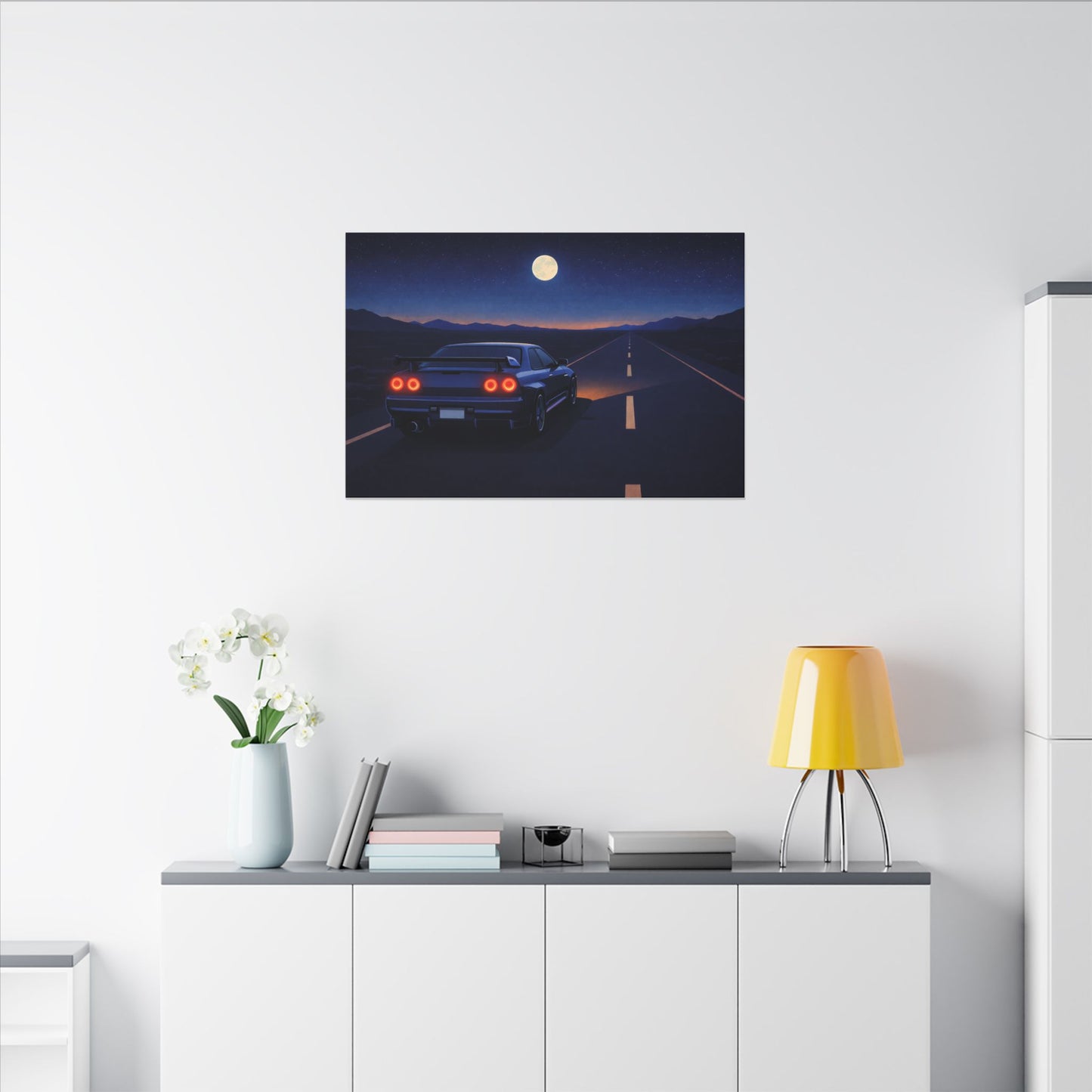 RetroGTR Blue Night Drive Wall Canvas | JDM Car Decor | Sports Car Poster | Garage Man Cave Bedroom Art 2 of 3