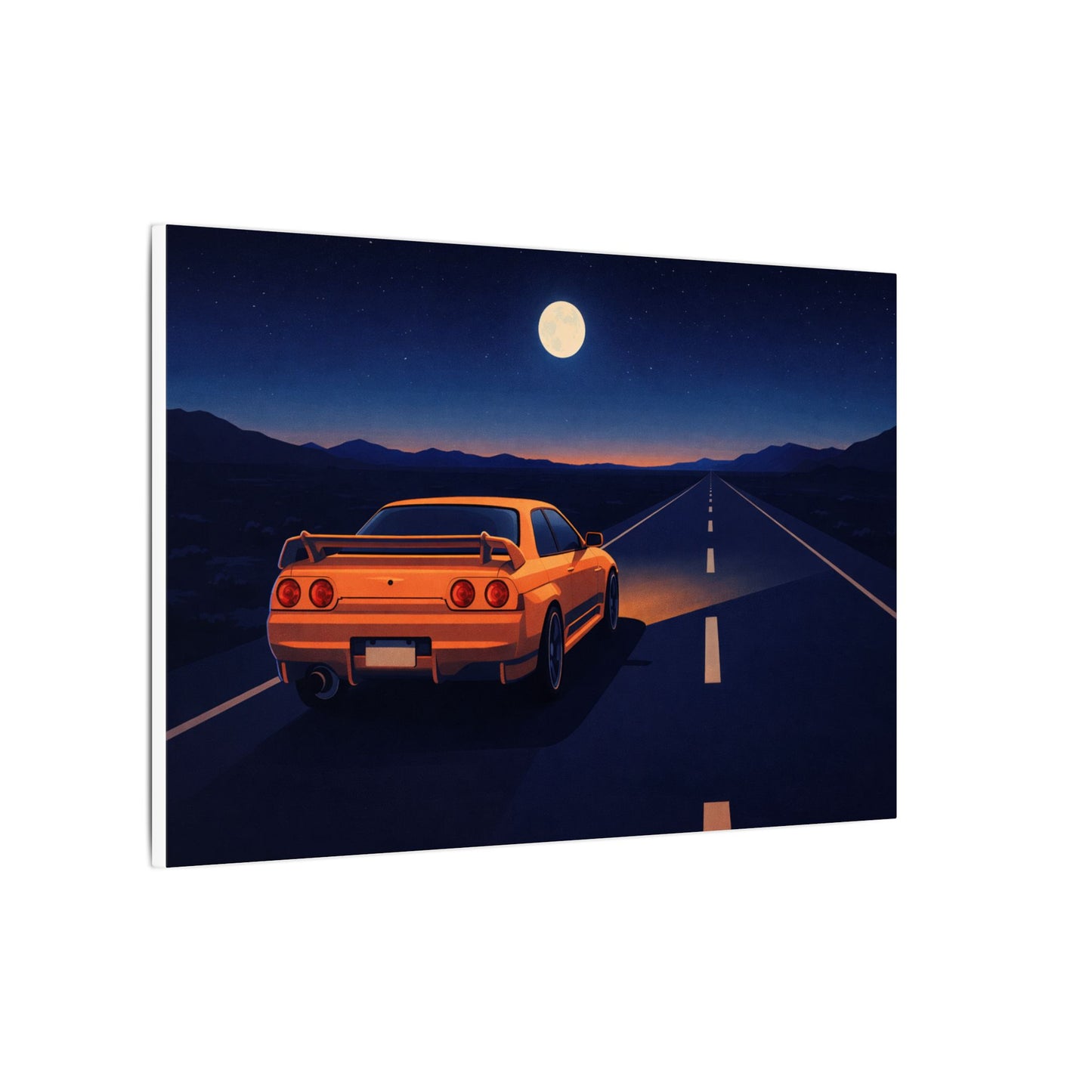 RetroGTR Orange Night Drive Wall Canvas | JDM Car Decor | Sports Car Poster | Garage Man Cave Bedroom Art 1 of 3