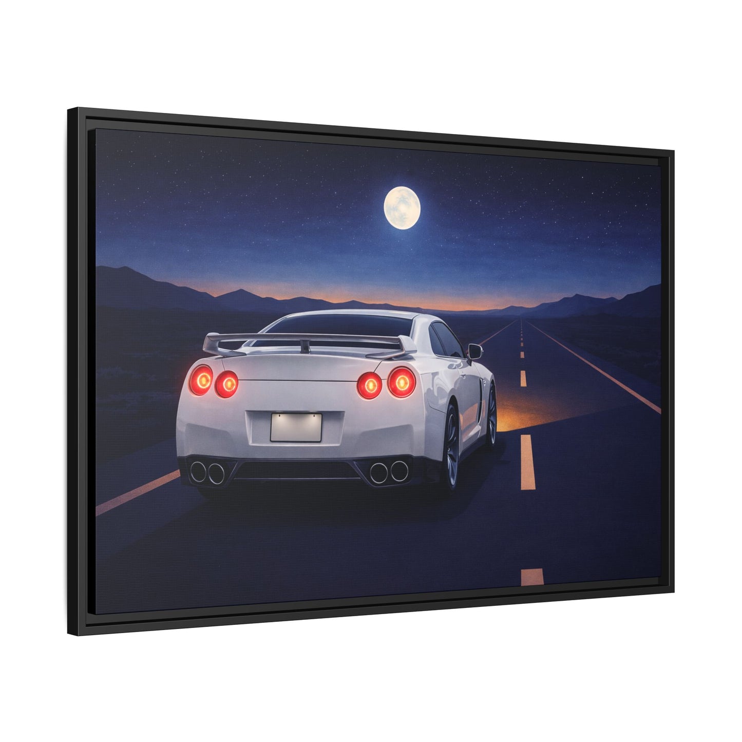 RetroGTR White Night Drive Wall Framed Canvas | JDM Car Decor | Sports Car Poster | Garage Man Cave Bedroom Art 3 of 3