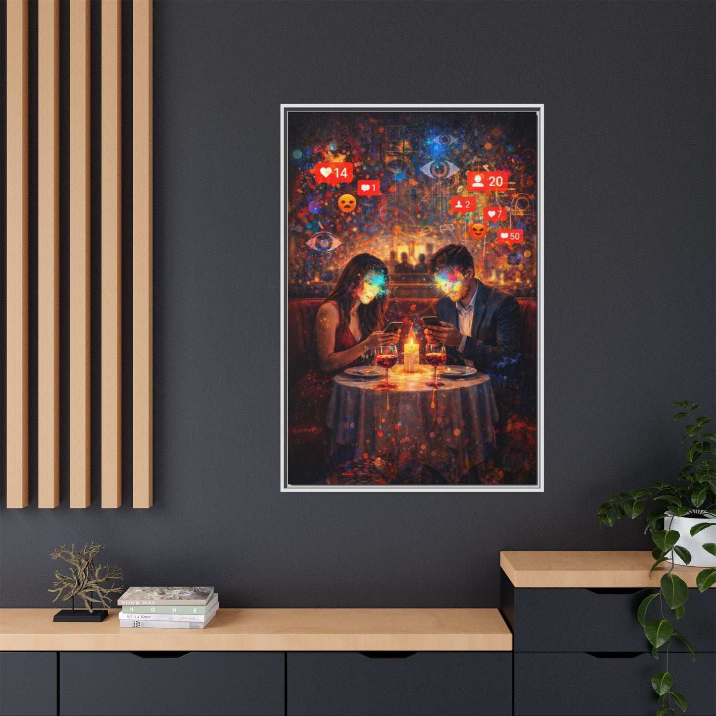 2 of 3 Digital Date Night Canvas Framed | Matte Wall Art