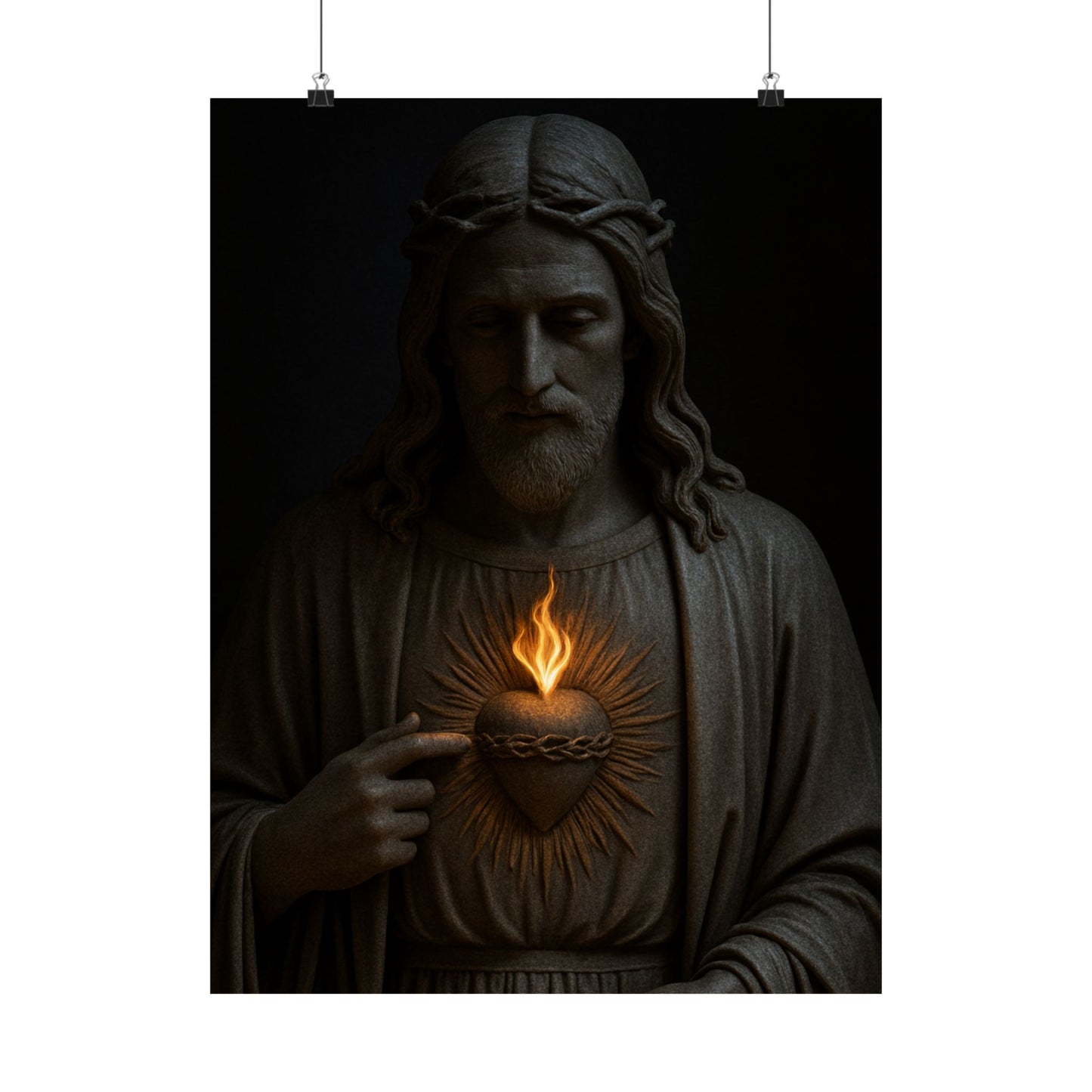 Sacred Heart of Jesus Poster | Christian Home Decor | Religious Art Print | Dark Moody Catholic Art | Faith Based Decor 1of3