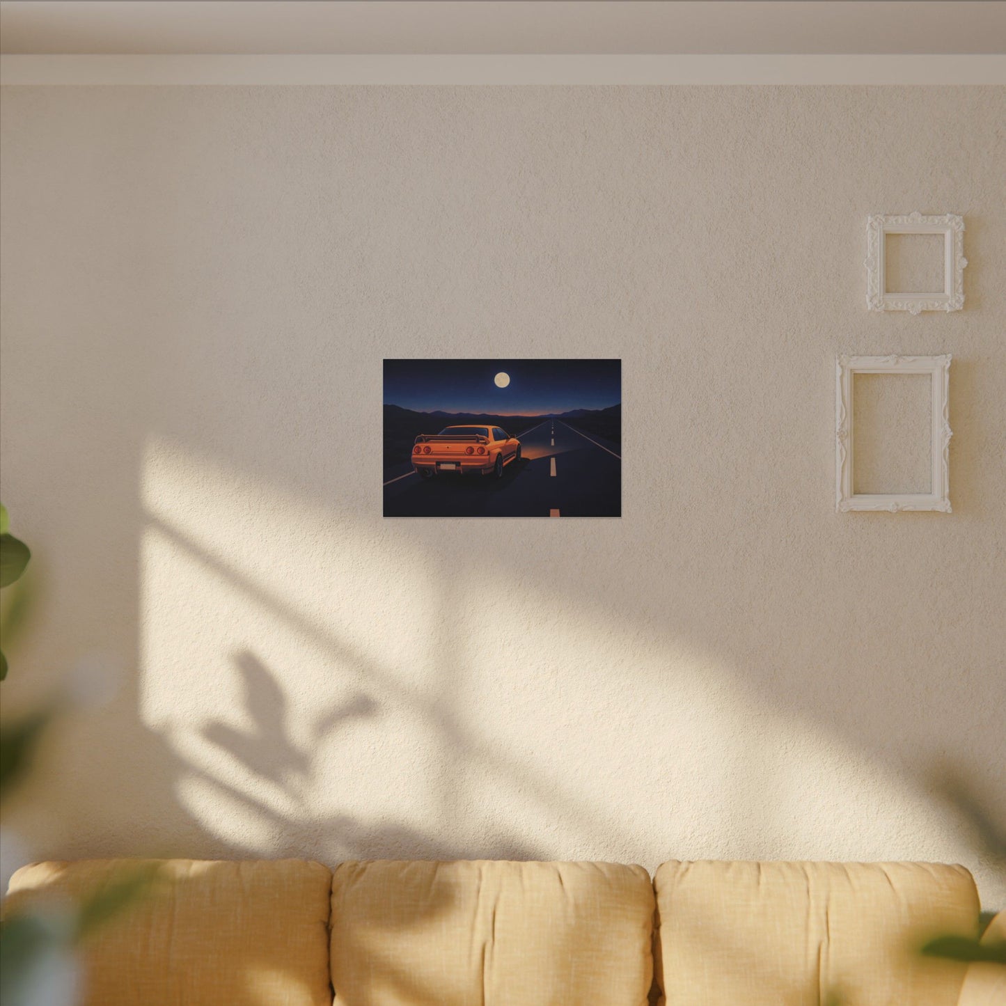 RetroGTR Orange Night Drive Wall Canvas | JDM Car Decor | Sports Car Poster | Garage Man Cave Bedroom Art 1 of 3
