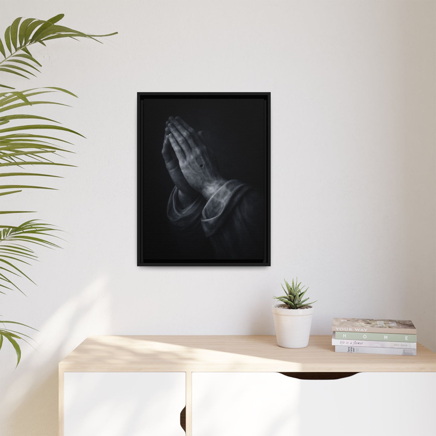 Praying Hands Art Print Canvas Framed | Religious Wall Decor, Matte Black 3 of 3
