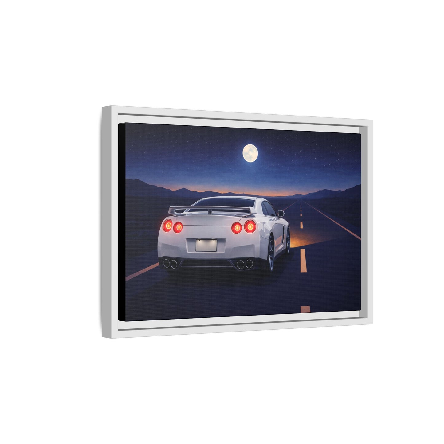 RetroGTR White Night Drive Wall Framed Canvas | JDM Car Decor | Sports Car Poster | Garage Man Cave Bedroom Art 3 of 3