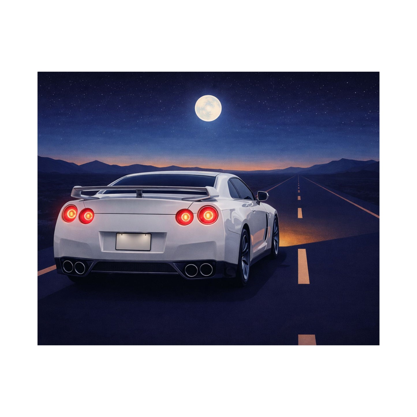 RetroGTR White Night Drive Wall Poster | JDM Car Decor | Sports Car Poster | Garage Man Cave Bedroom Art 3 of 3
