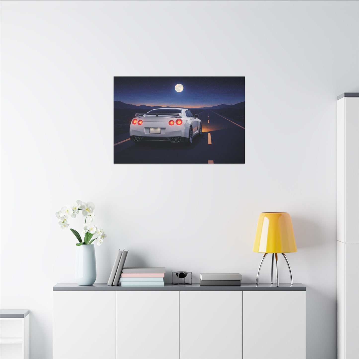 RetroGTR White Night Drive Wall Canvas | JDM Car Decor | Sports Car Poster | Garage Man Cave Bedroom Art 3 of 3