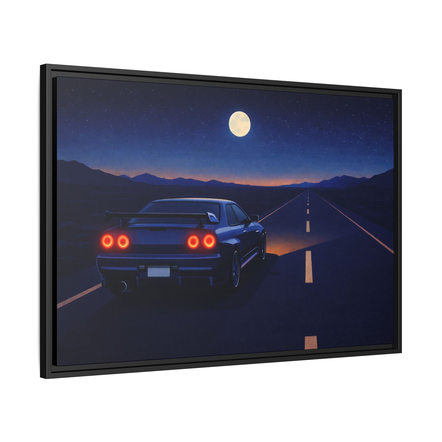RetroGTR Blue Night Drive Wall Framed Canvas | JDM Car Decor | Sports Car Poster | Garage Man Cave Bedroom Art 2 of 3
