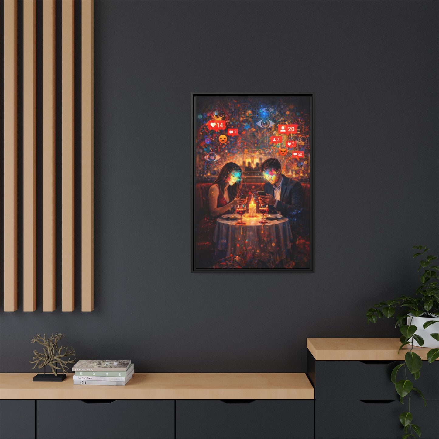 2 of 3 Digital Date Night Canvas Framed | Matte Wall Art