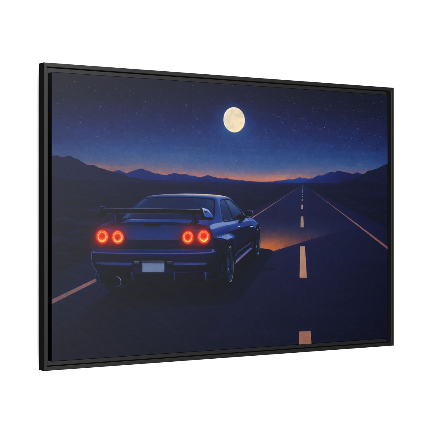 RetroGTR Blue Night Drive Wall Framed Canvas | JDM Car Decor | Sports Car Poster | Garage Man Cave Bedroom Art 2 of 3